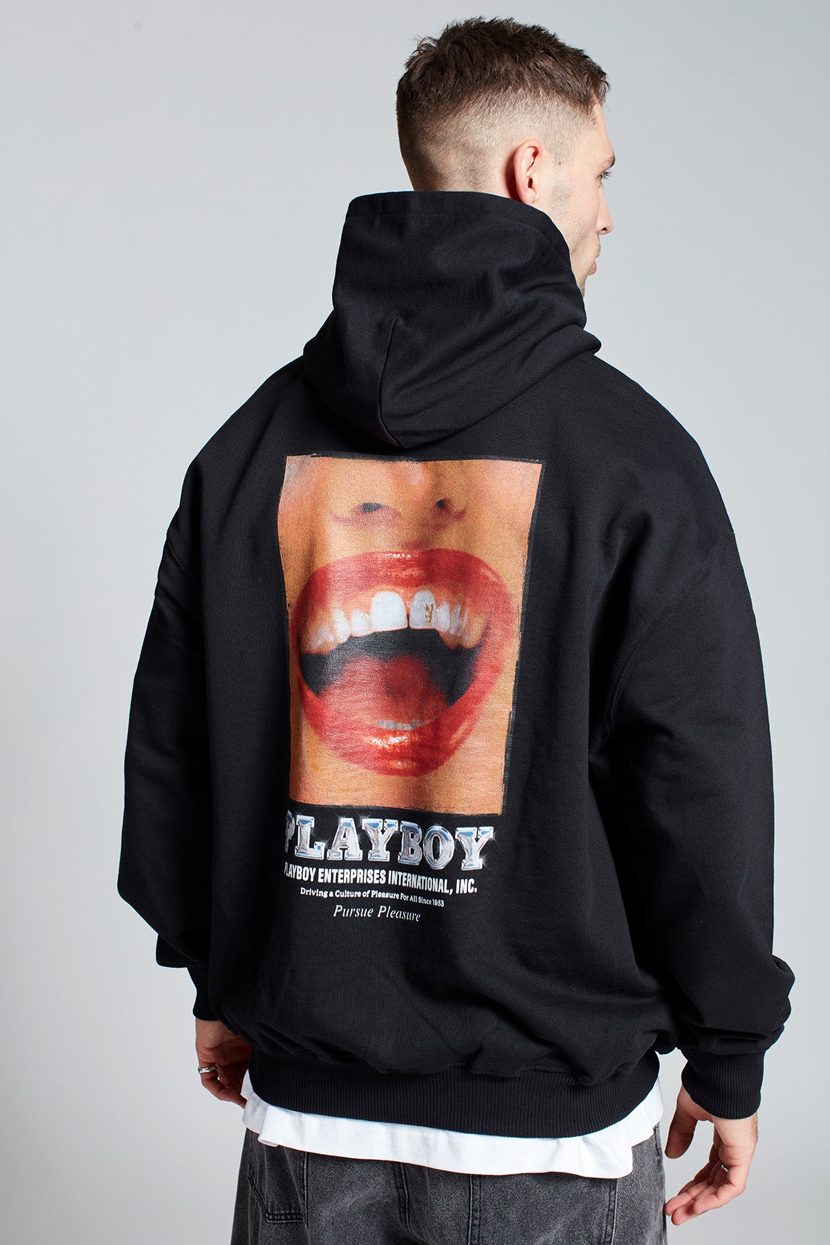 Playboy Pleasure Hoodie in Black Mens Saturday Society