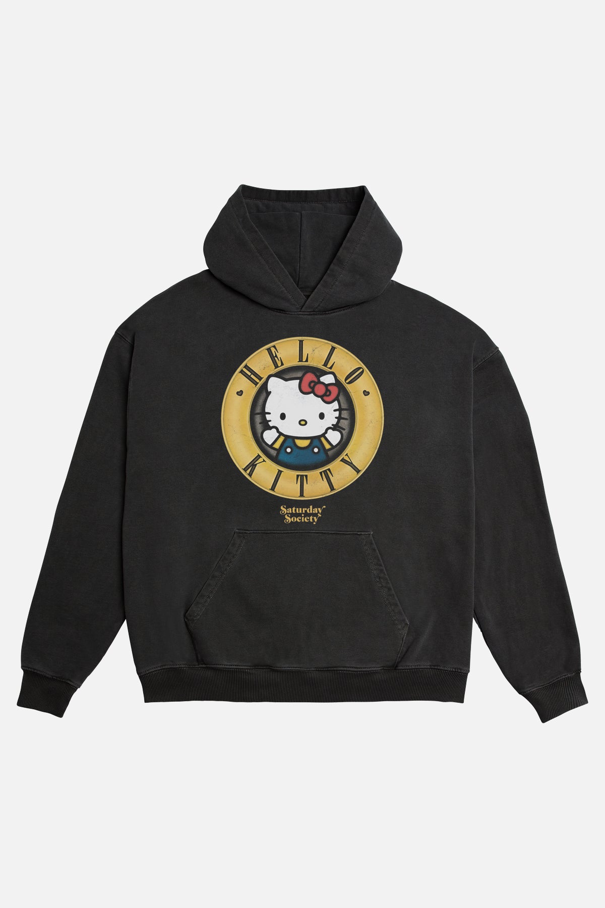 Hello Kitty And Roses Hoodie in Washed Black