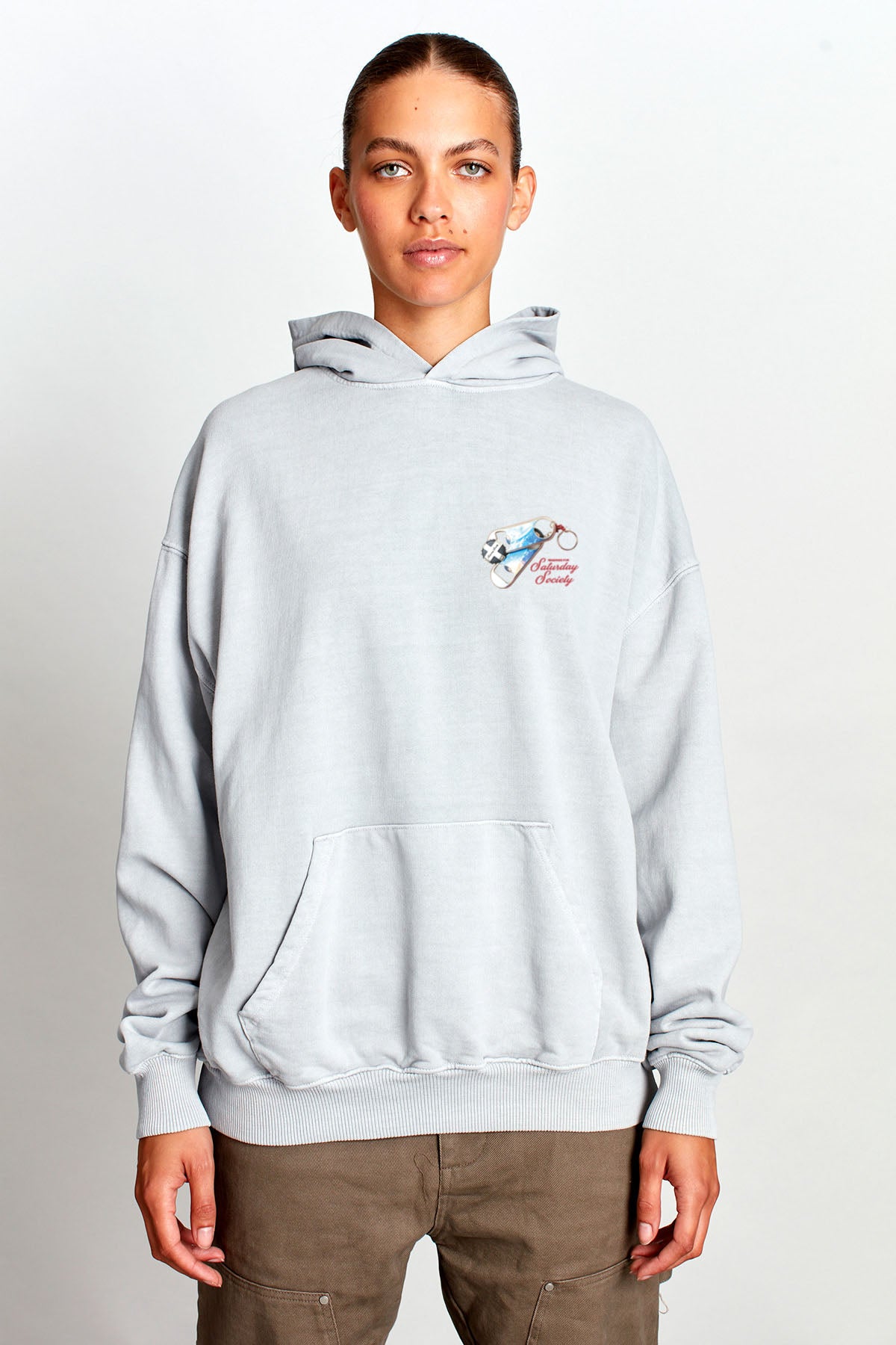 Saturday Society Meet Me At The Bar Hoodie in Cool Grey