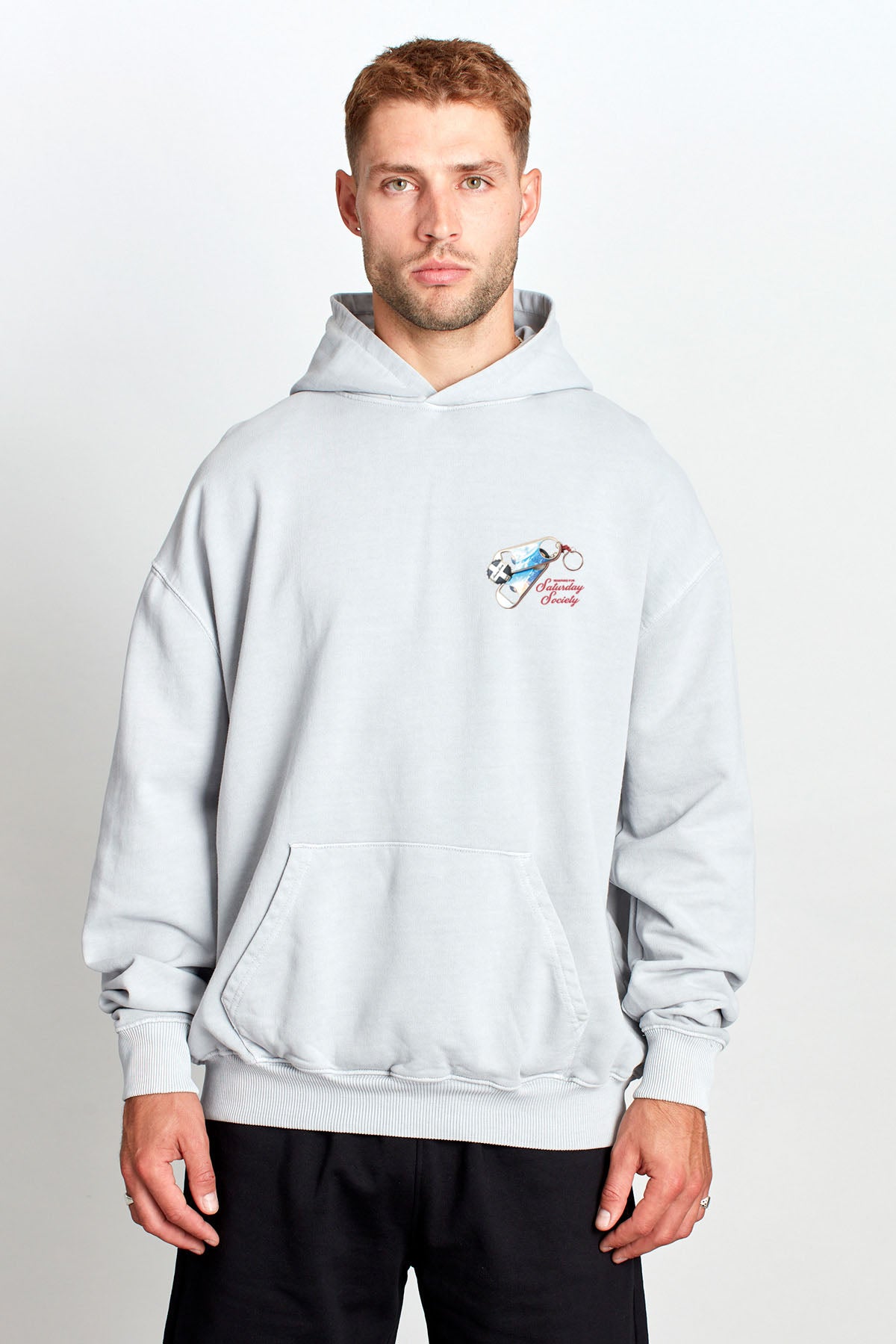 Saturday Society Meet Me At The Bar Hoodie in Cool Grey