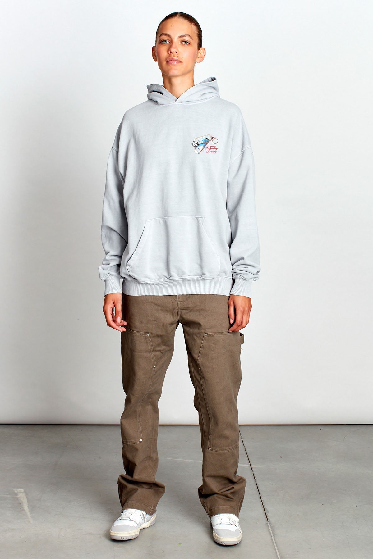 Saturday Society Meet Me At The Bar Hoodie in Cool Grey