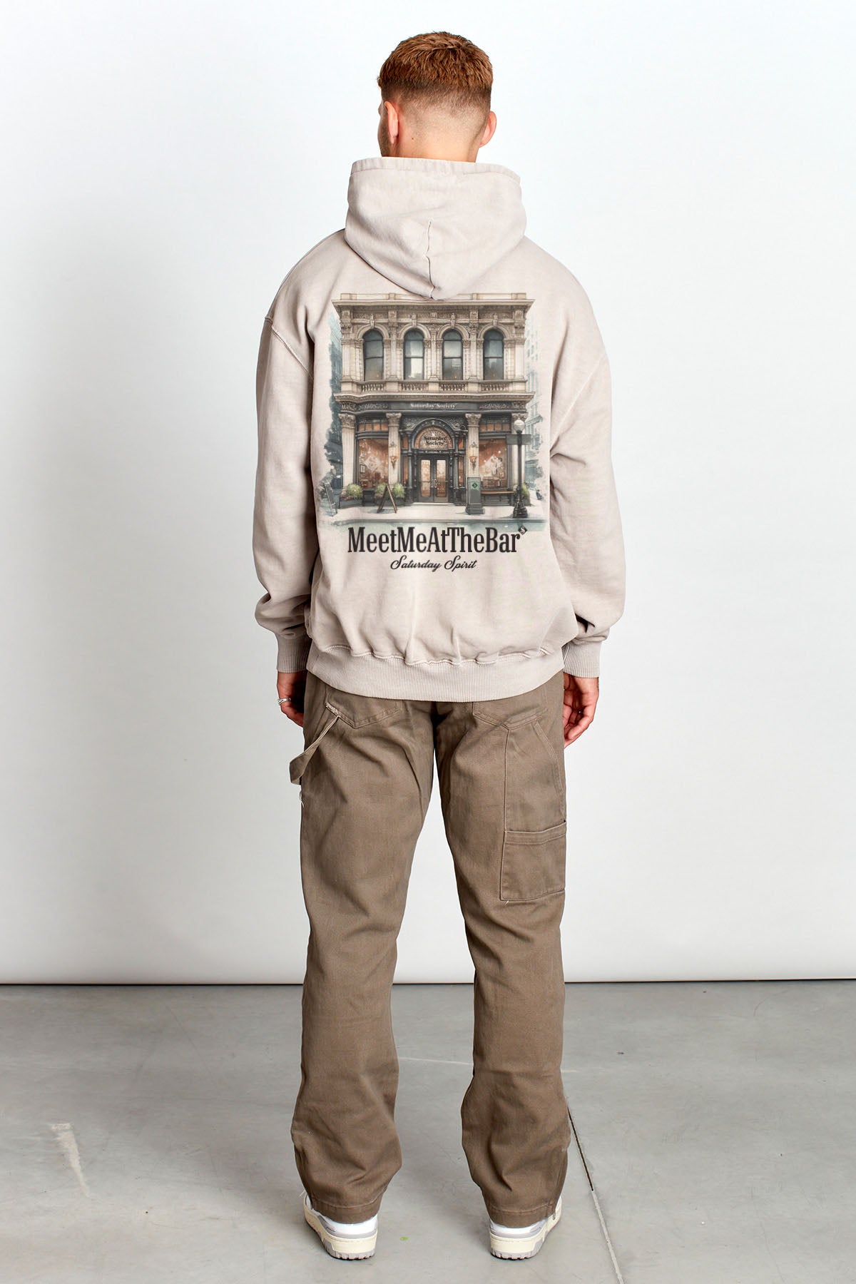 Saturday Society Meet Me At The Bar Hoodie in Light Taupe