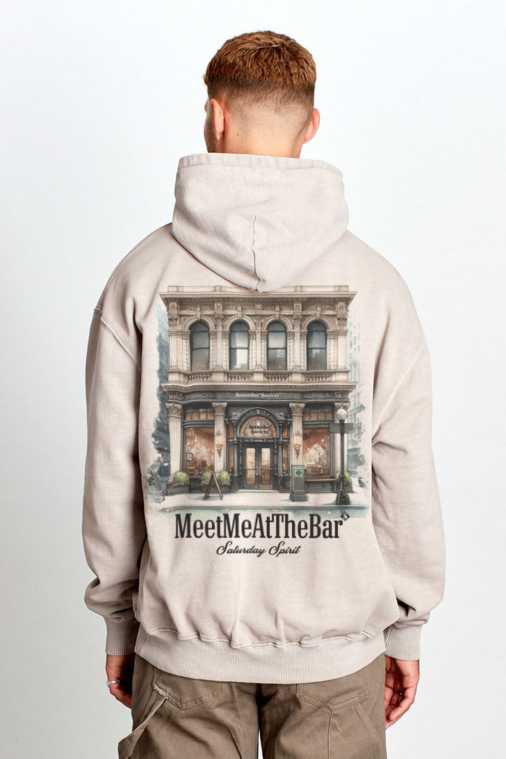 Saturday Society Meet Me At The Bar Hoodie in Light Taupe