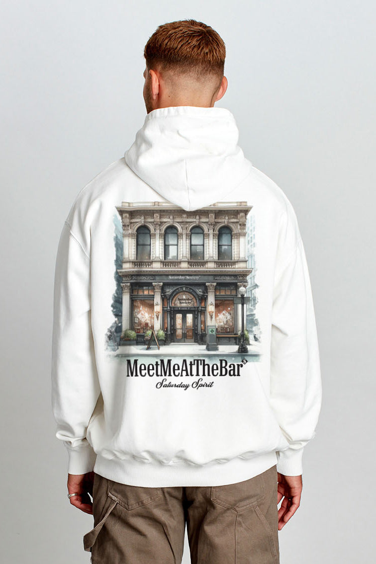 Saturday Society Meet Me At The Bar Hoodie in Vintage White