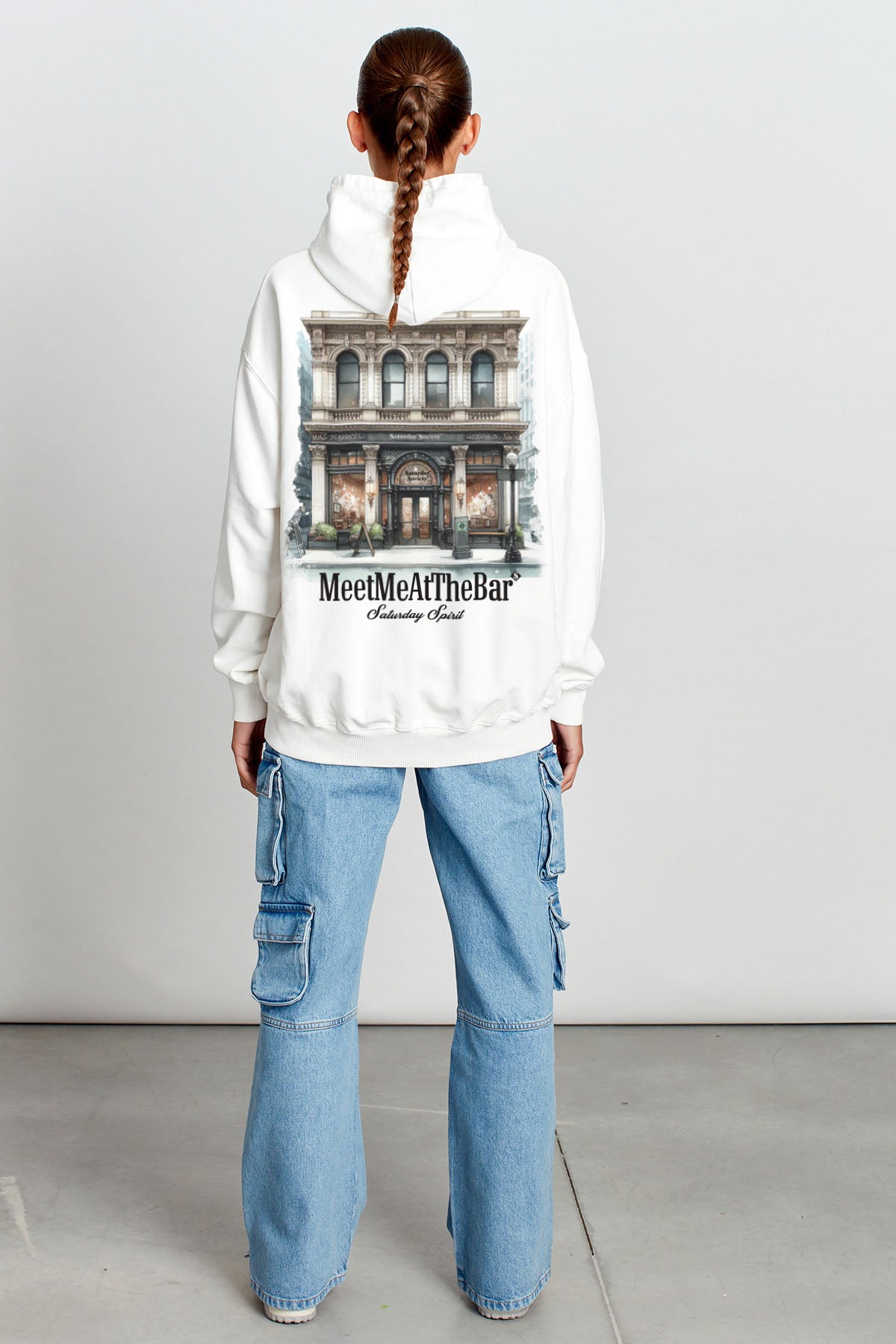 Saturday Society Meet Me At The Bar Hoodie in Vintage White