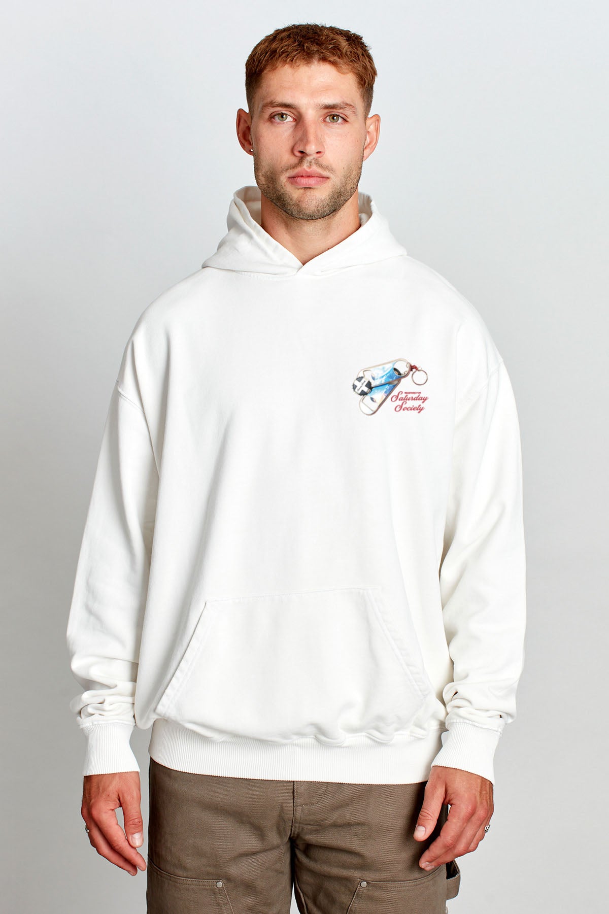 Saturday Society Meet Me At The Bar Hoodie in Vintage White