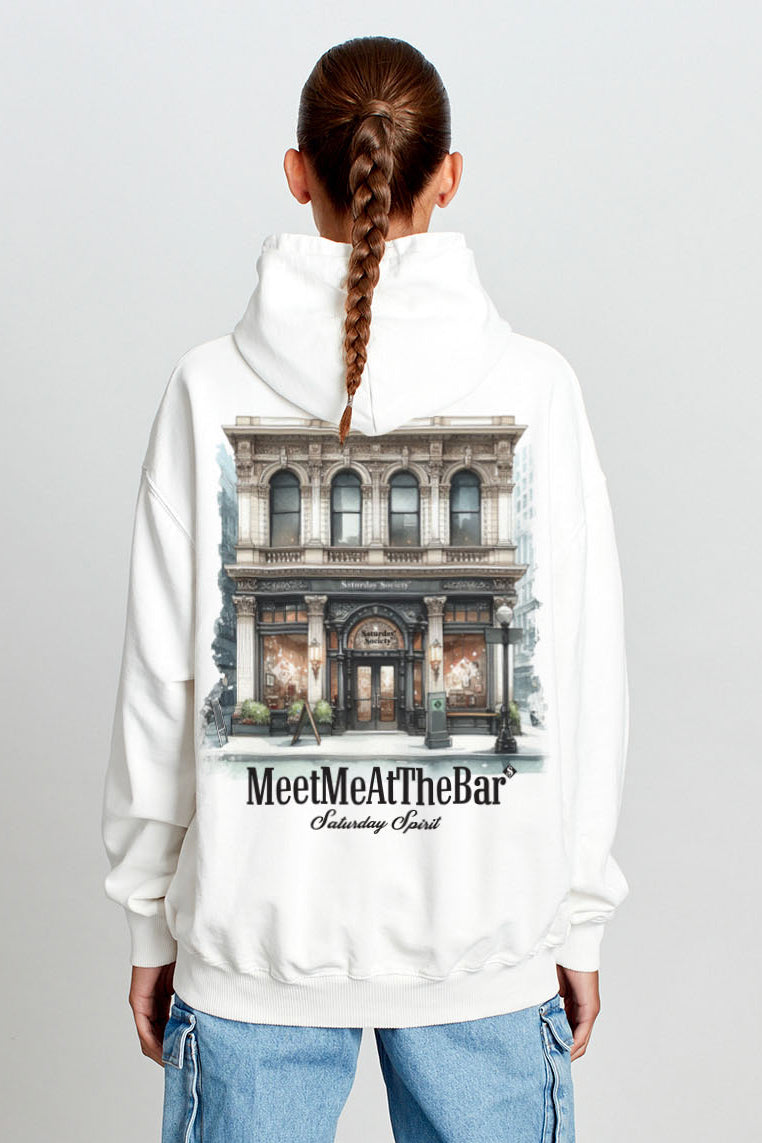 Saturday Society Meet Me At The Bar Hoodie in Vintage White