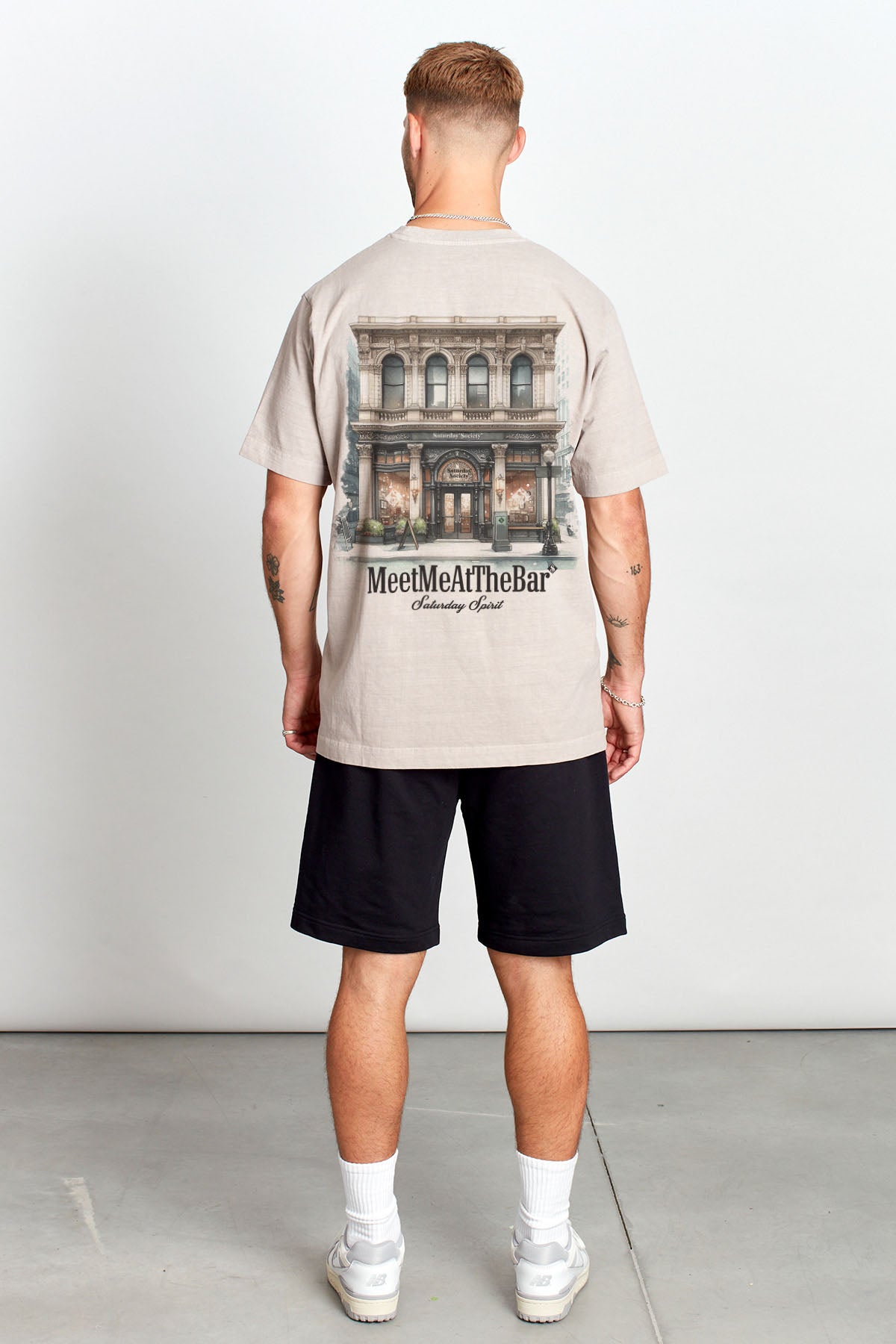 Saturday Society Meet Me At The Bar T-shirt in Light Taupe