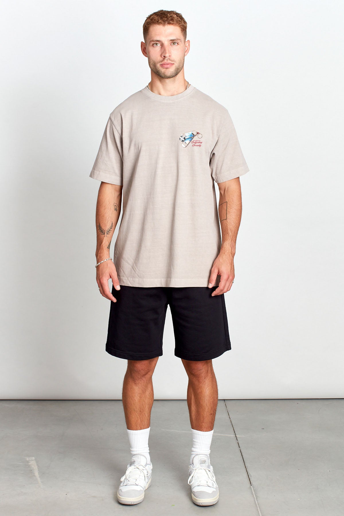 Saturday Society Meet Me At The Bar T-shirt in Light Taupe