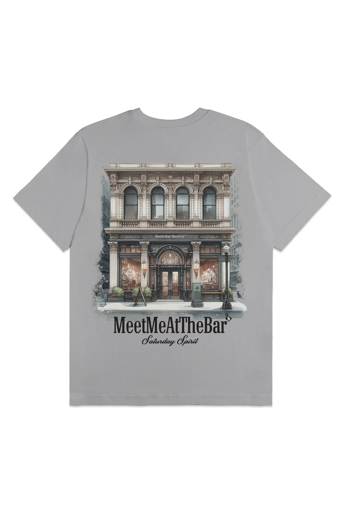 Saturday Society Meet Me At The Bar T-shirt in Cool Grey