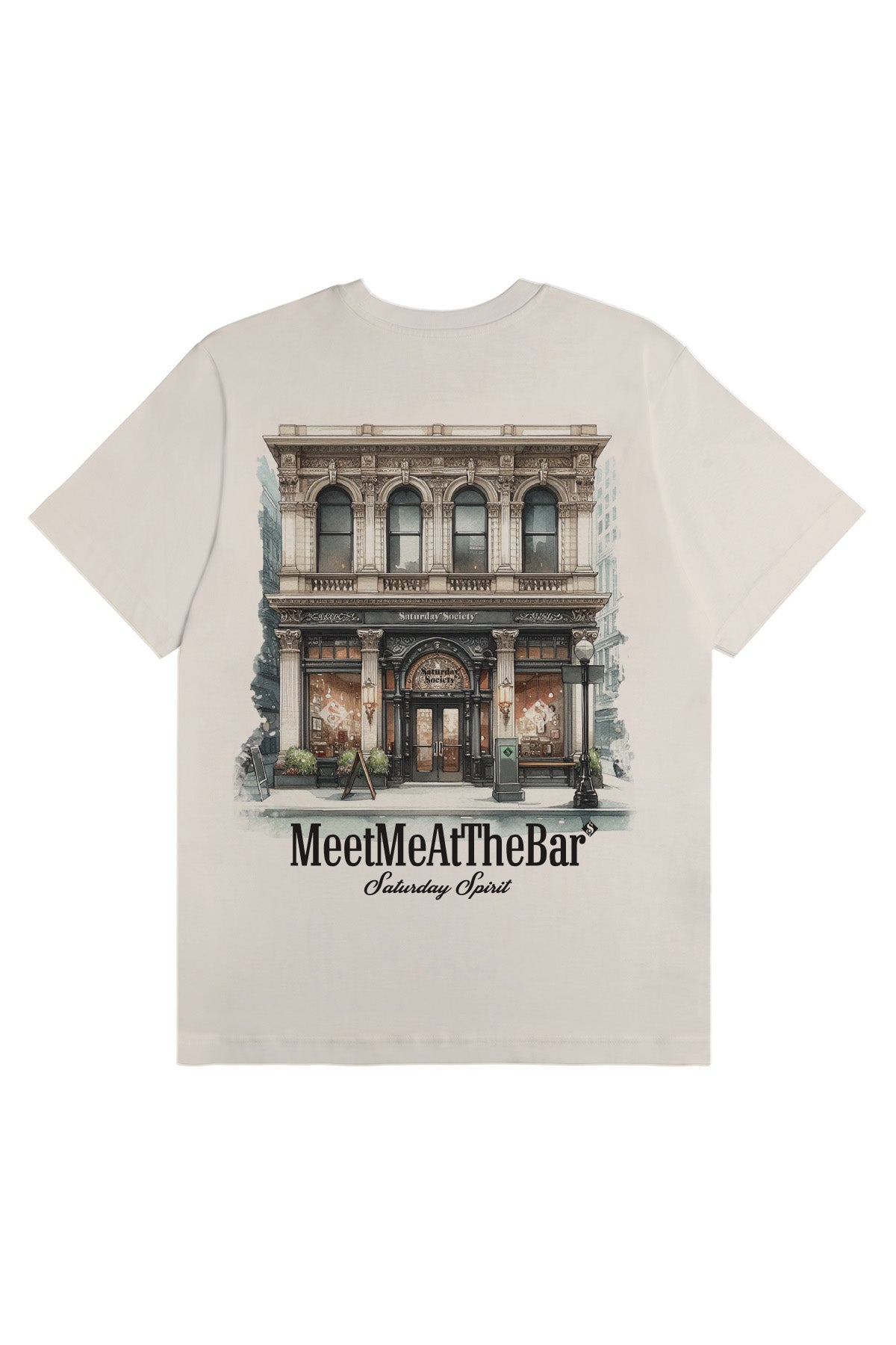 Saturday Society Meet Me At The Bar T-shirt in Light Taupe