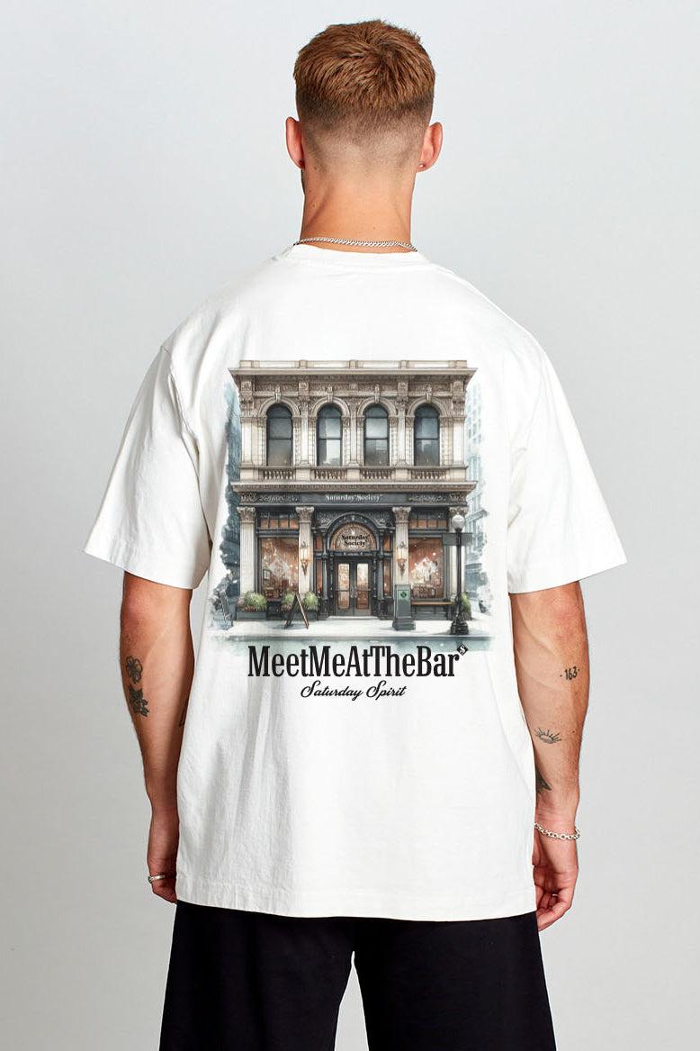 Saturday Society Meet Me At The Bar T-shirt in Vintage White