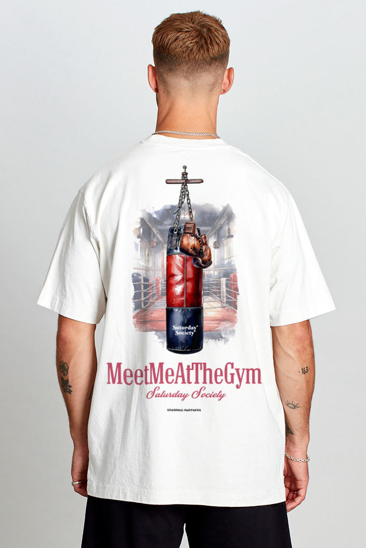 Saturday Society Meet Me At The Gym T-shirt in Vintage White