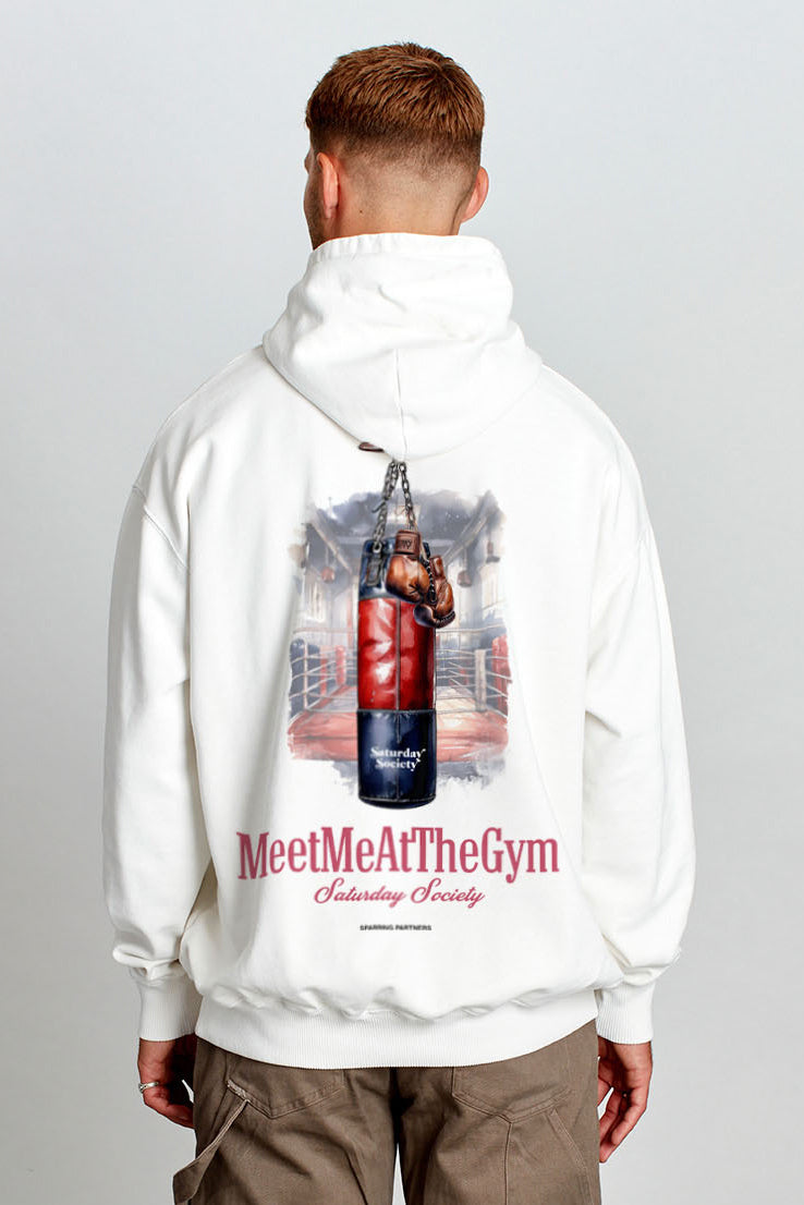 Saturday Society Meet Me At The Gym Hoodie in Vintage White