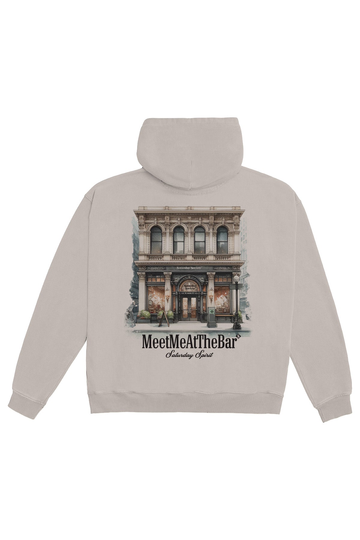 Saturday Society Meet Me At The Bar Hoodie in Light Taupe