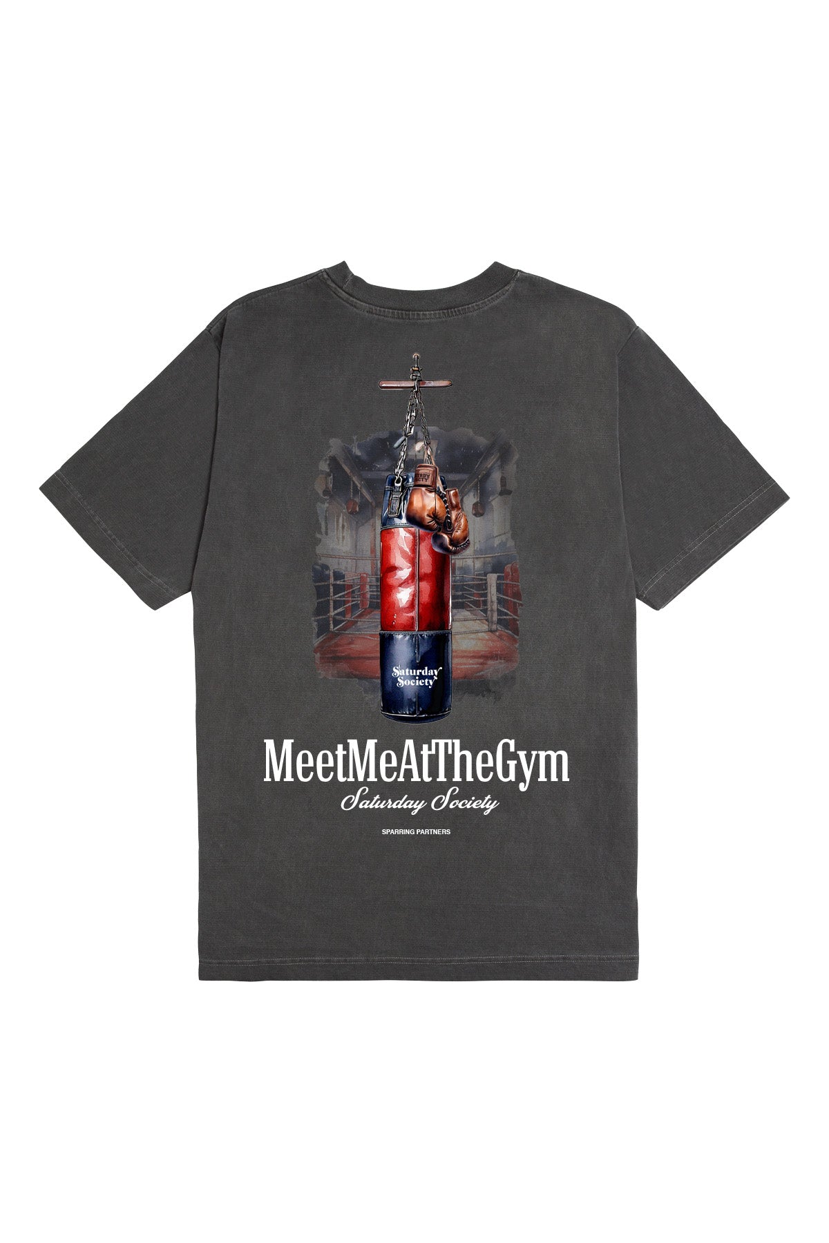 Saturday Society Meet Me At The Gym T-shirt in Washed Grey