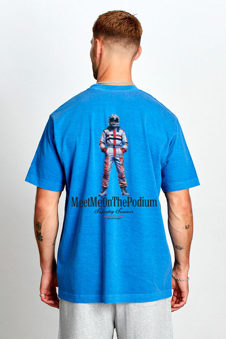 Saturday Society Meet Me On The Podium T-shirt in Federal Blue