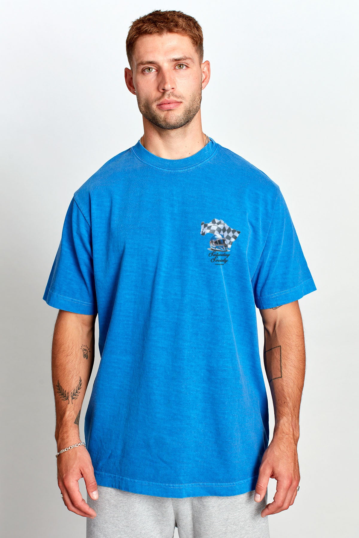 Saturday Society Meet Me On The Podium T-shirt in Federal Blue