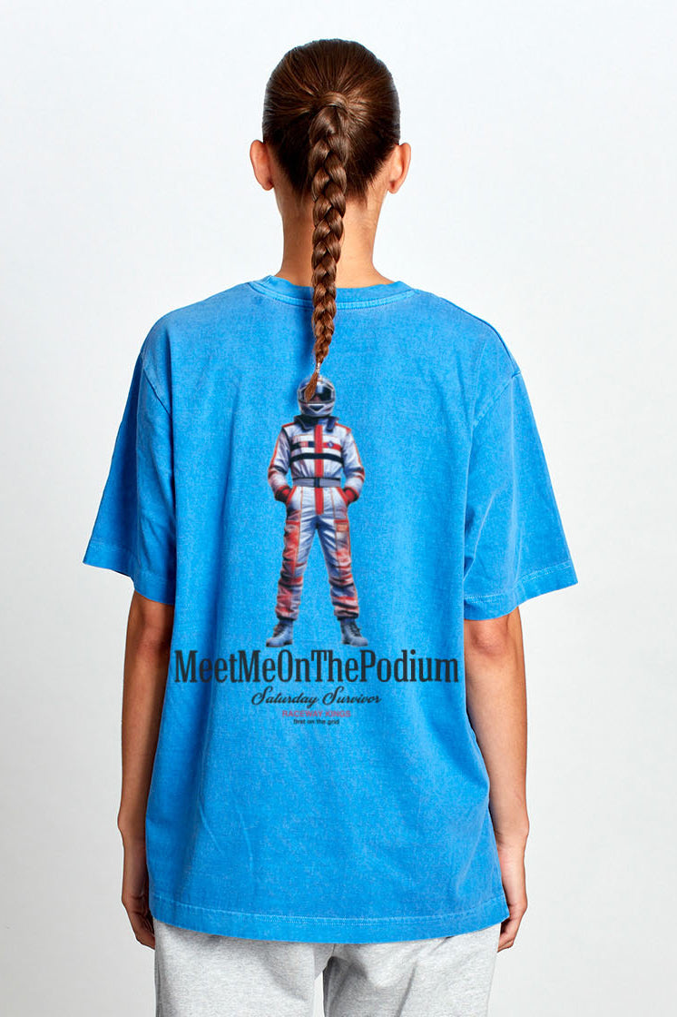 Saturday Society Meet Me On The Podium T-shirt in Federal Blue