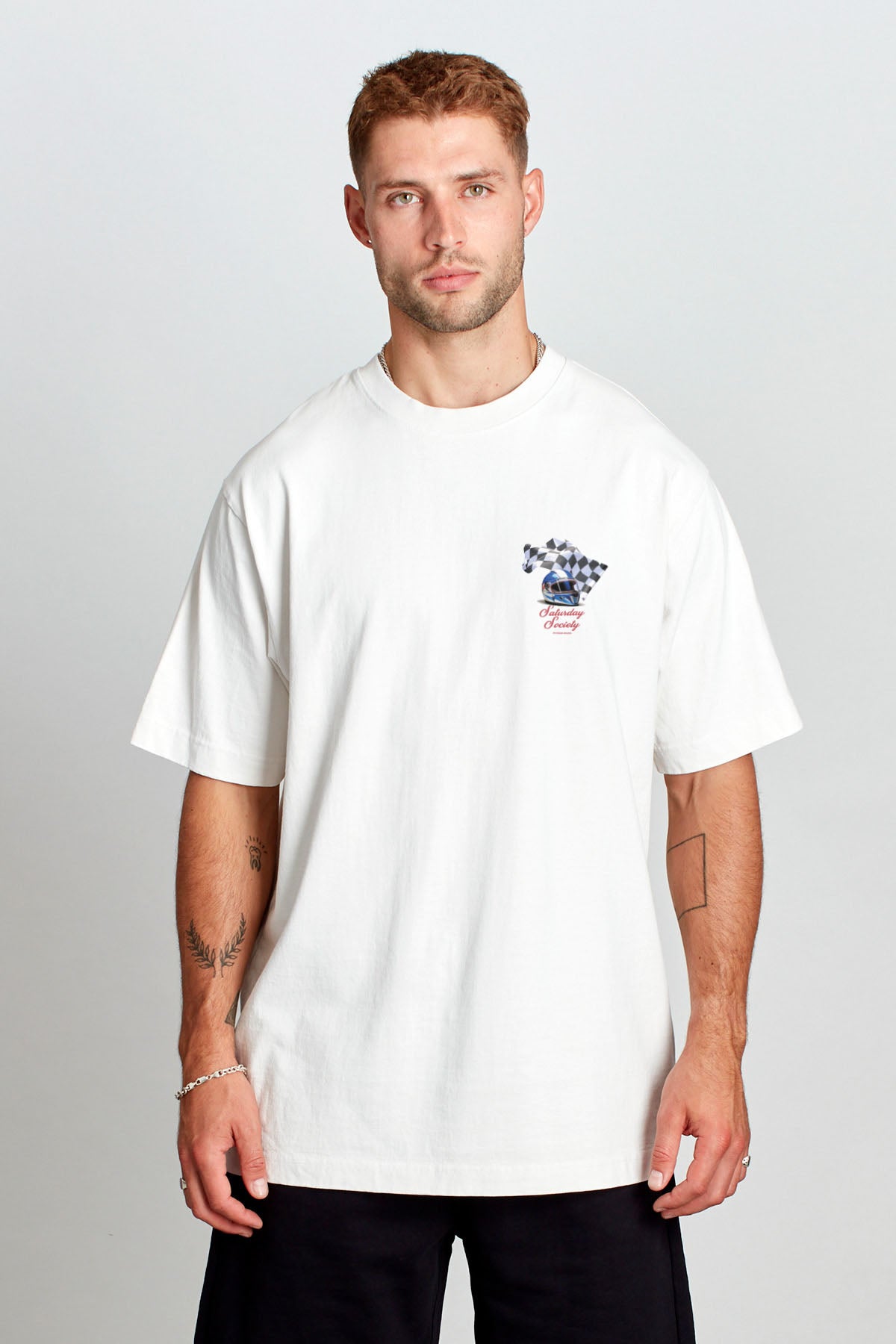 Saturday Society Meet Me On The Podium T-shirt in Vintage White