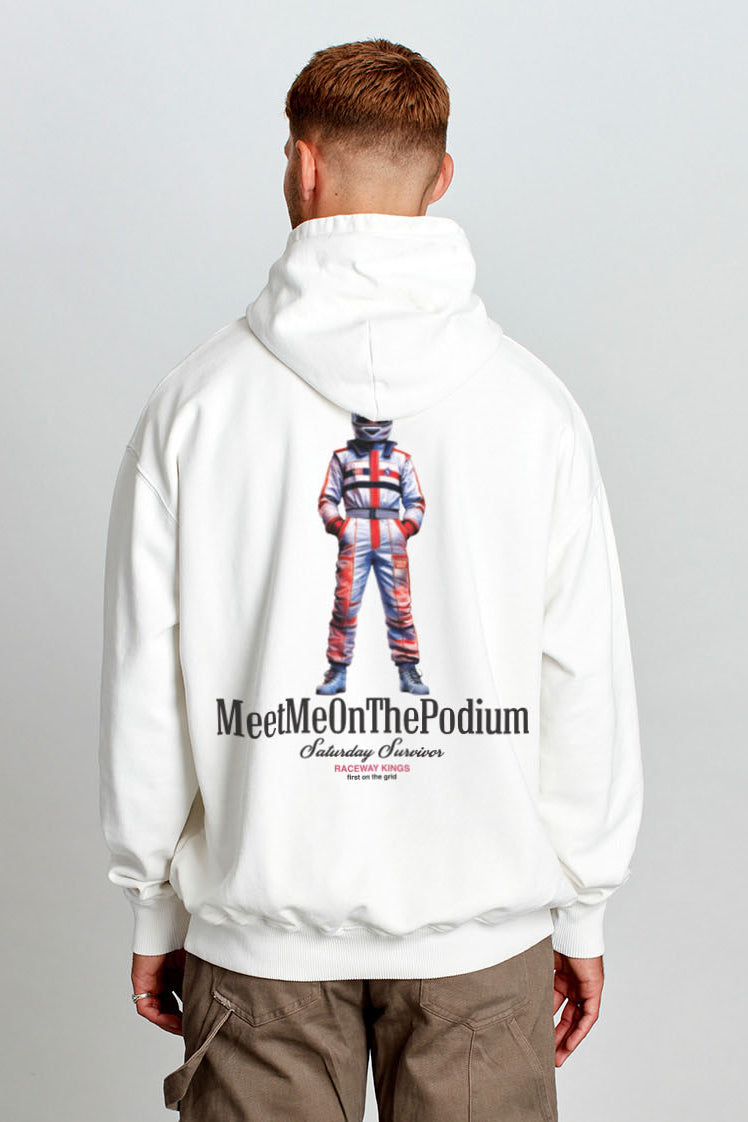 Saturday Society Meet Me On The Podium Hoodie in Vintage White