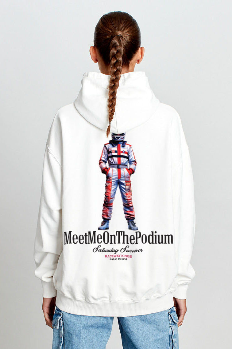 Saturday Society Meet Me On The Podium Hoodie in Vintage White