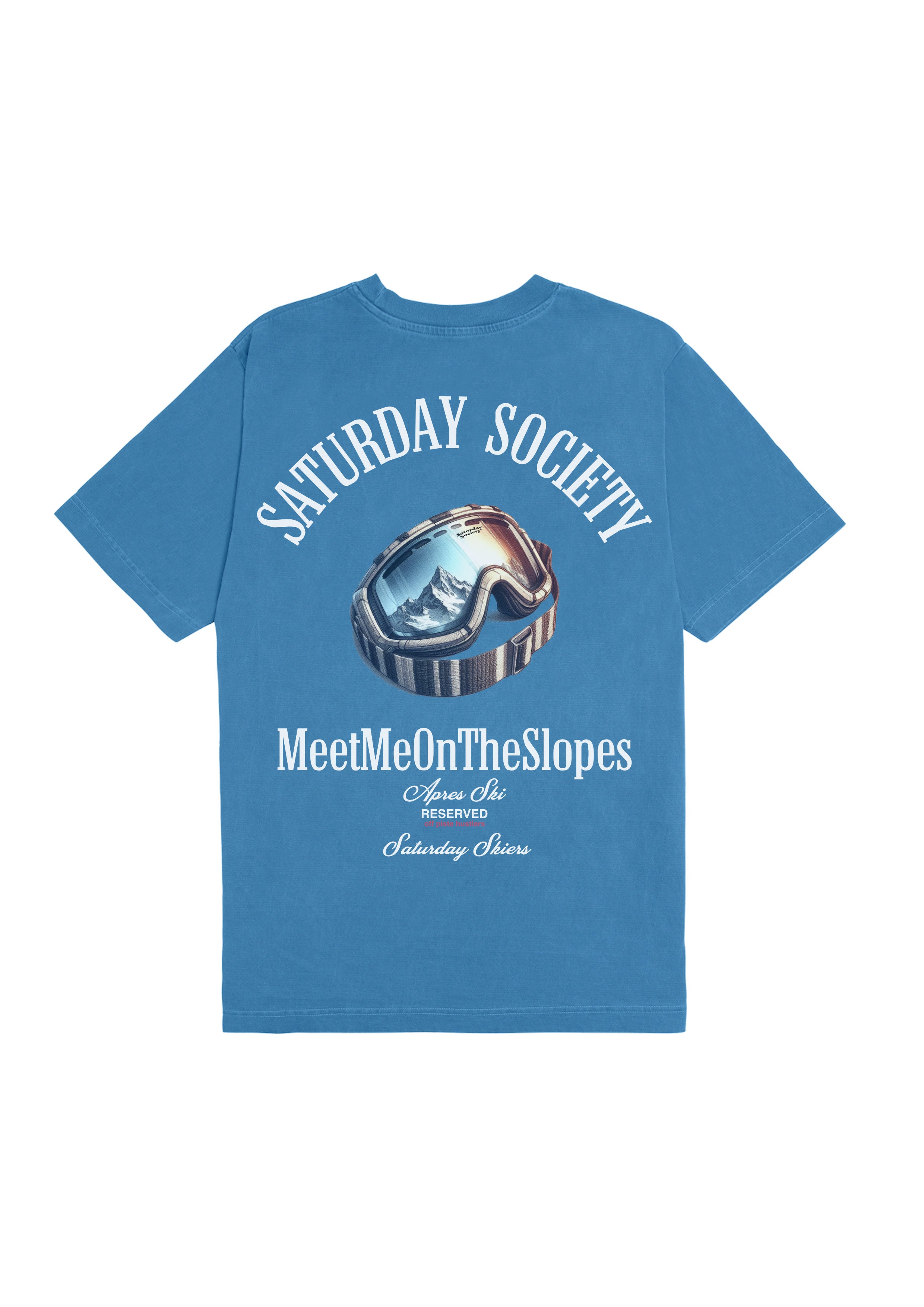 Saturday Society Meet Me On The Slopes T-shirt in Federal Blue