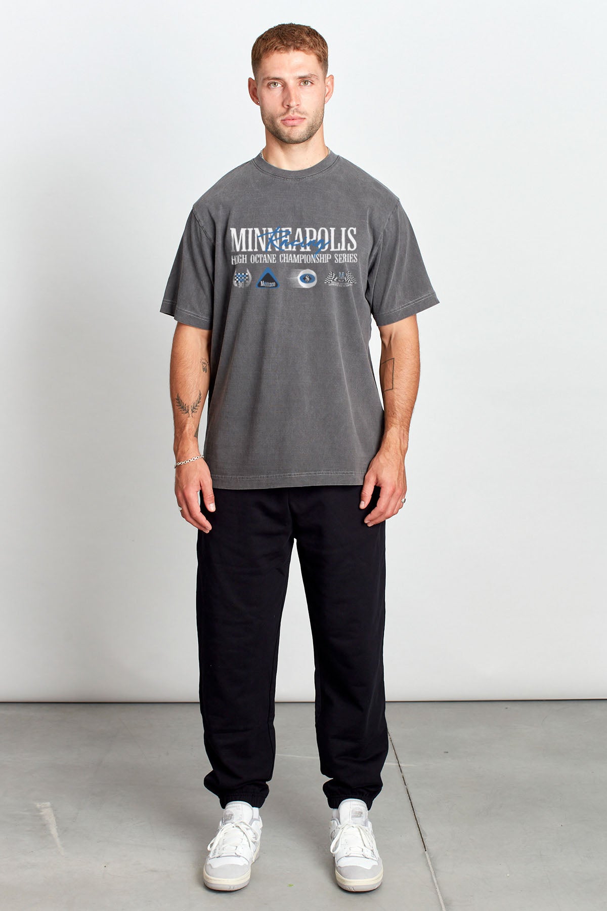 Saturday Society Minneapolis Racing T-shirt in Washed Grey