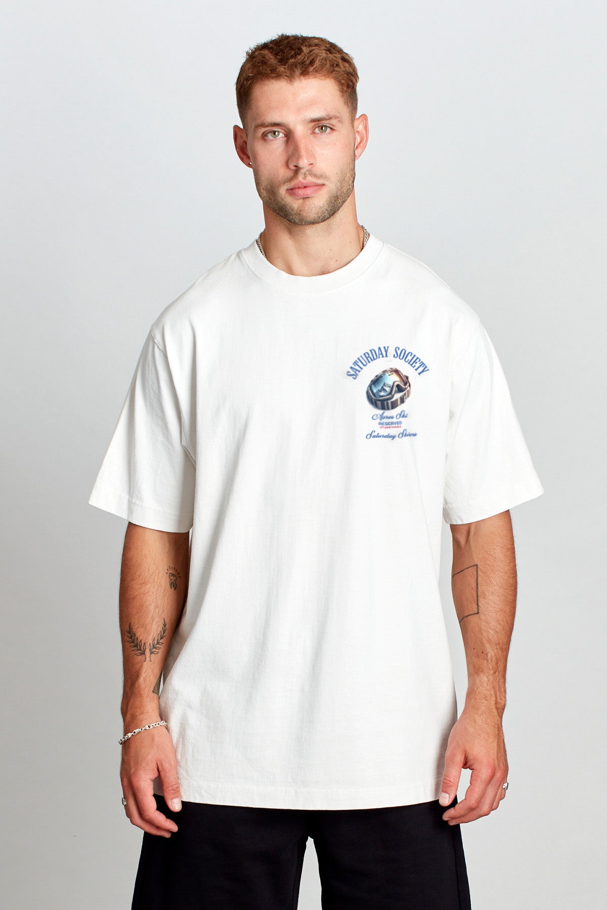 Saturday Society Meet Me On The Slopes T-shirt in Vintage White