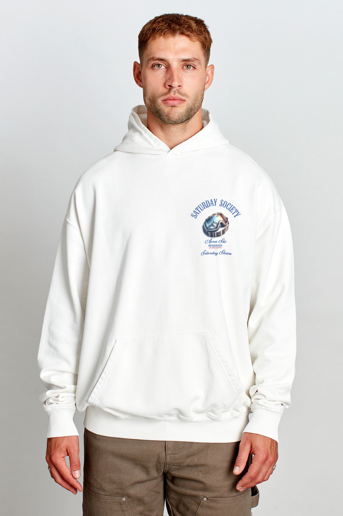 Saturday Society Meet Me On The Slopes Hoodie in Vintage White