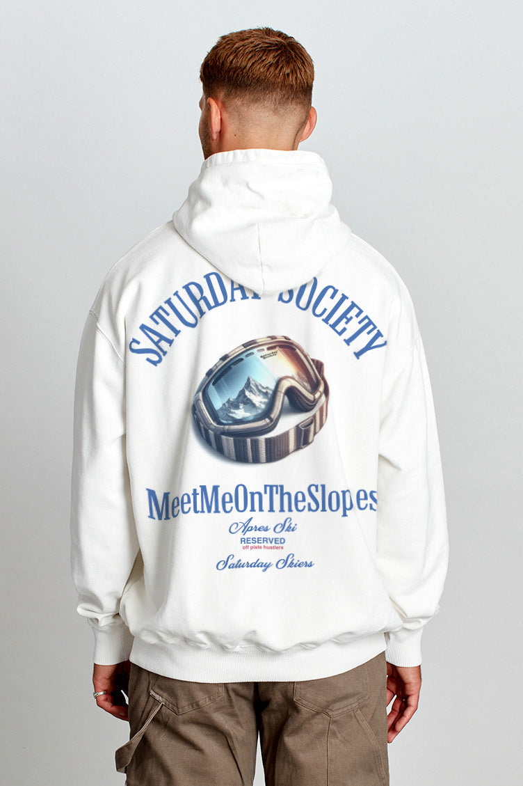 Saturday Society Meet Me On The Slopes Hoodie in Vintage White