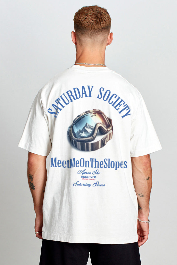 Saturday Society Meet Me On The Slopes T-shirt in Vintage White