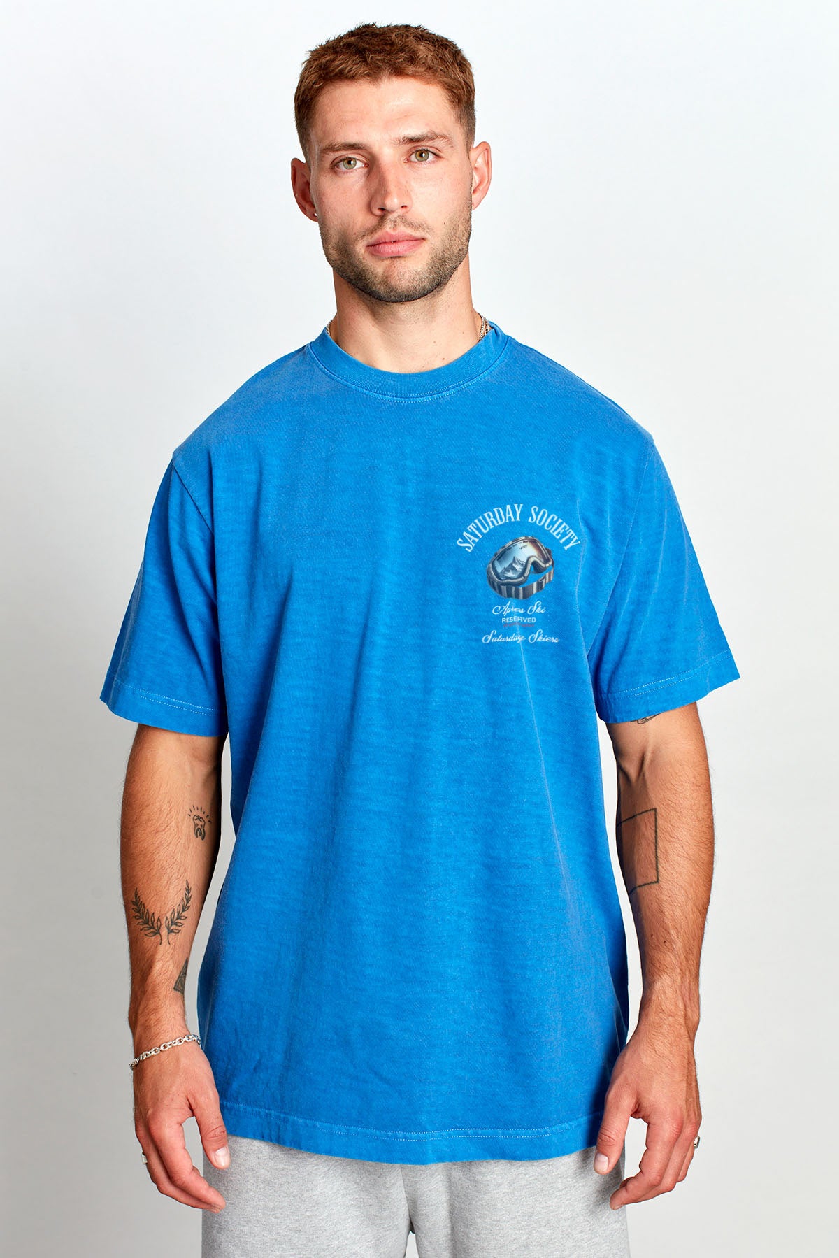 Saturday Society Meet Me On The Slopes T-shirt in Federal Blue