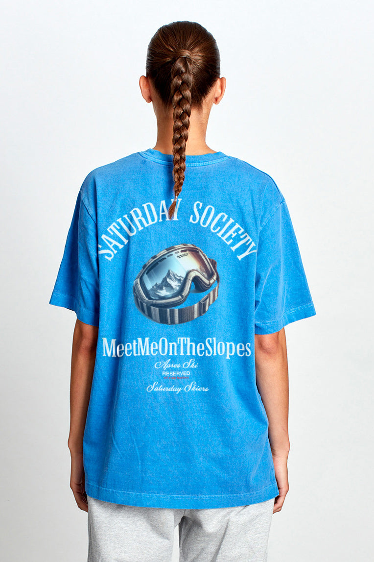 Saturday Society Meet Me On The Slopes T-shirt in Federal Blue