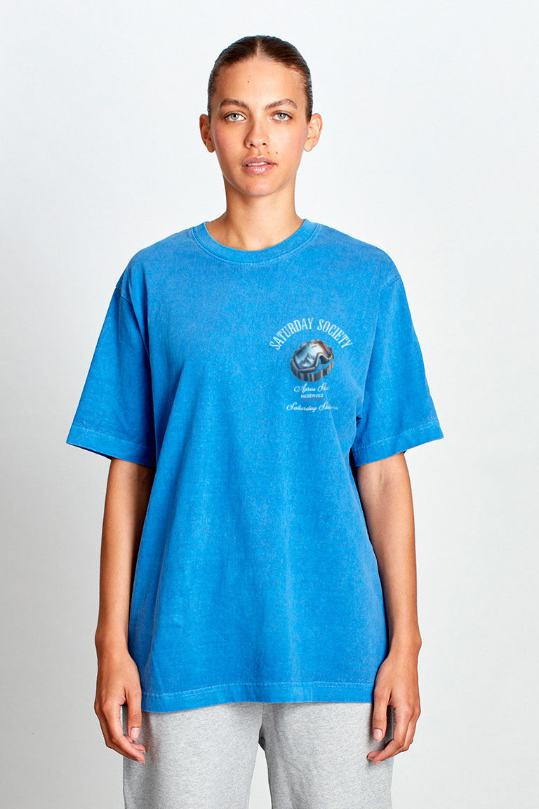 Saturday Society Meet Me On The Slopes T-shirt in Federal Blue