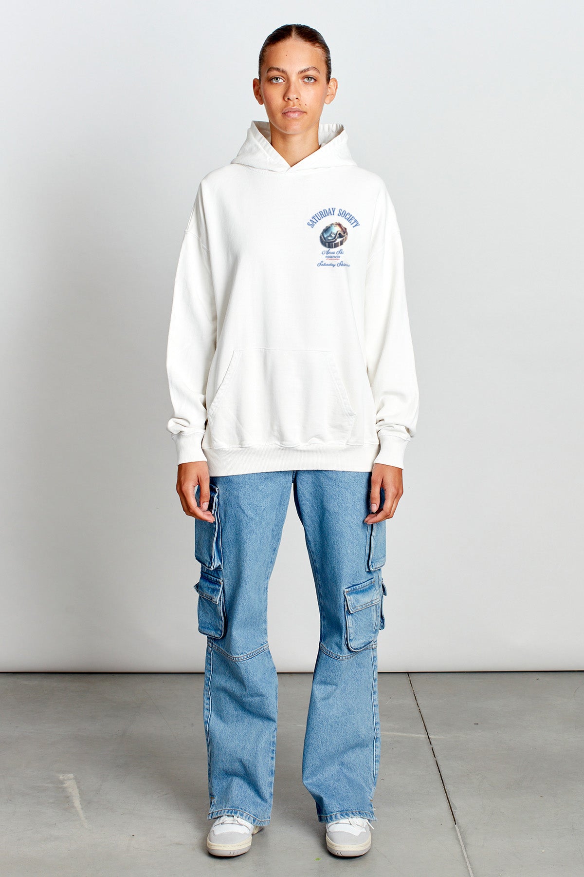 Saturday Society Meet Me On The Slopes Hoodie in Vintage White