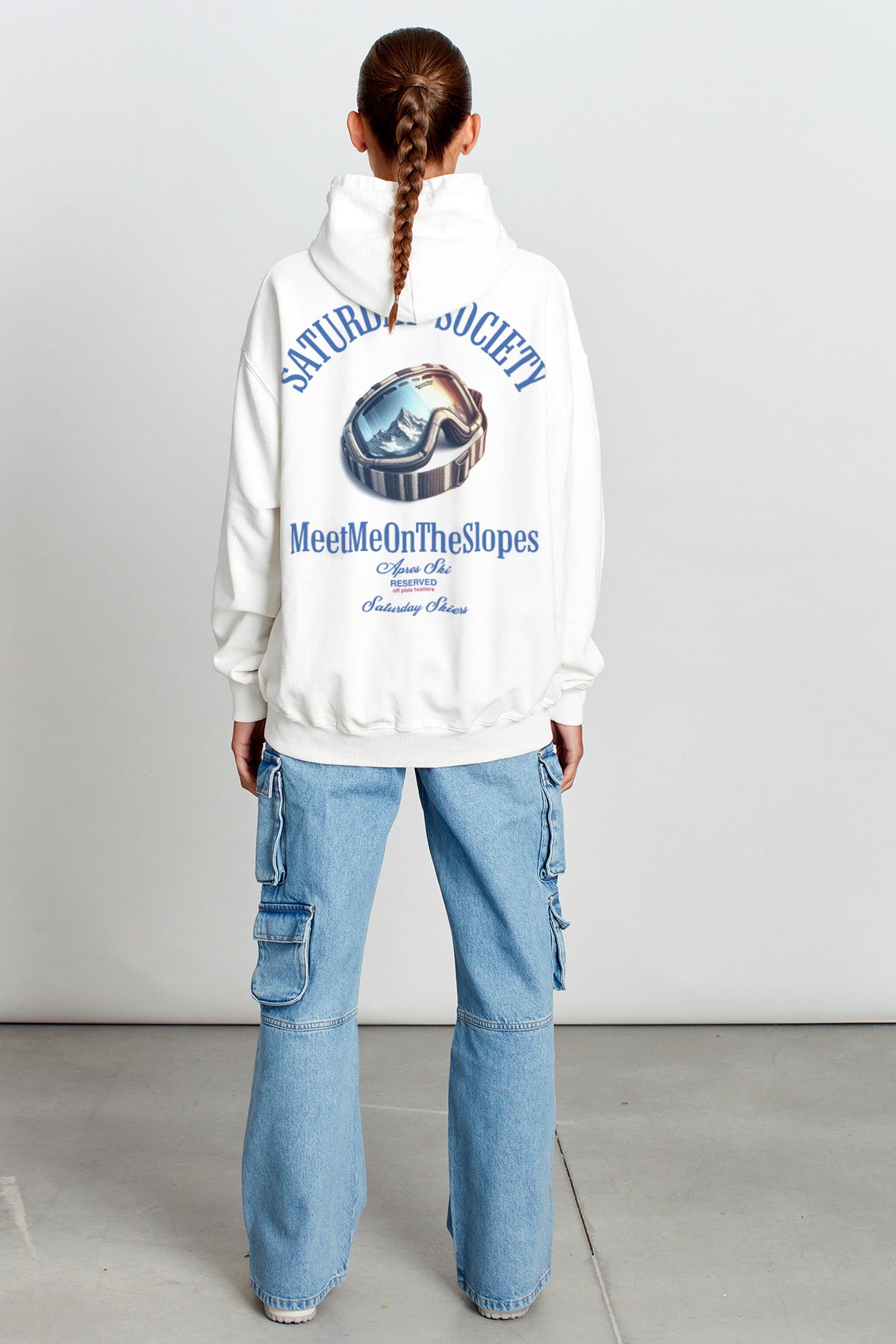 Saturday Society Meet Me On The Slopes Hoodie in Vintage White