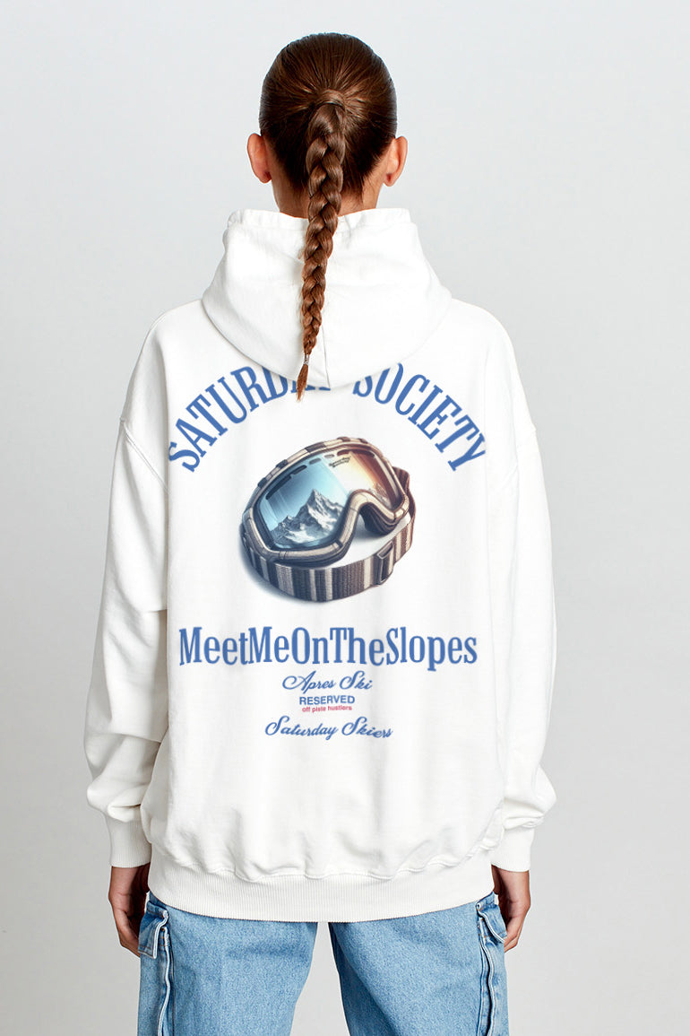 Saturday Society Meet Me On The Slopes Hoodie in Vintage White