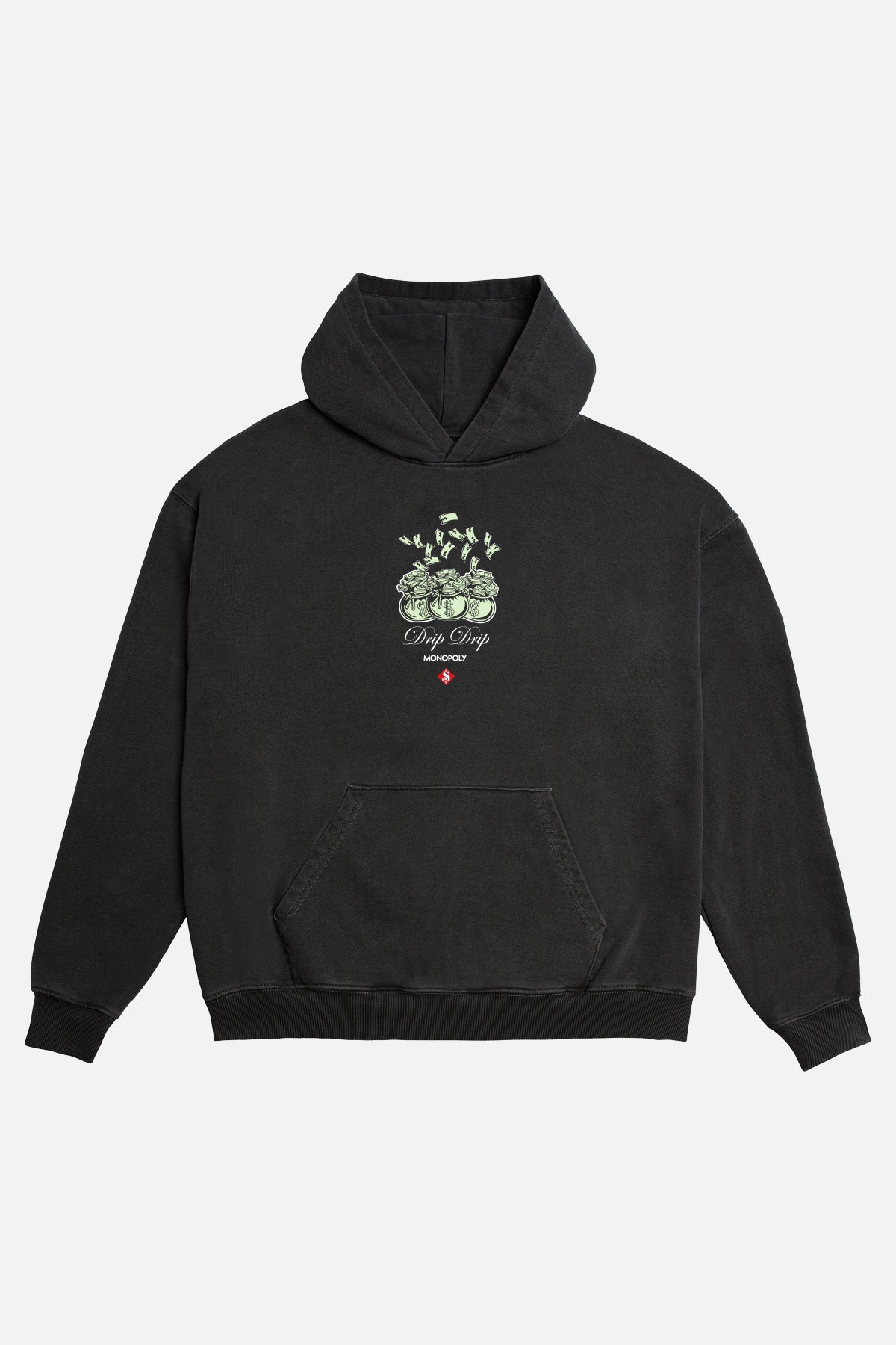 Monopoly Behind Bars Hoodie in Washed Black