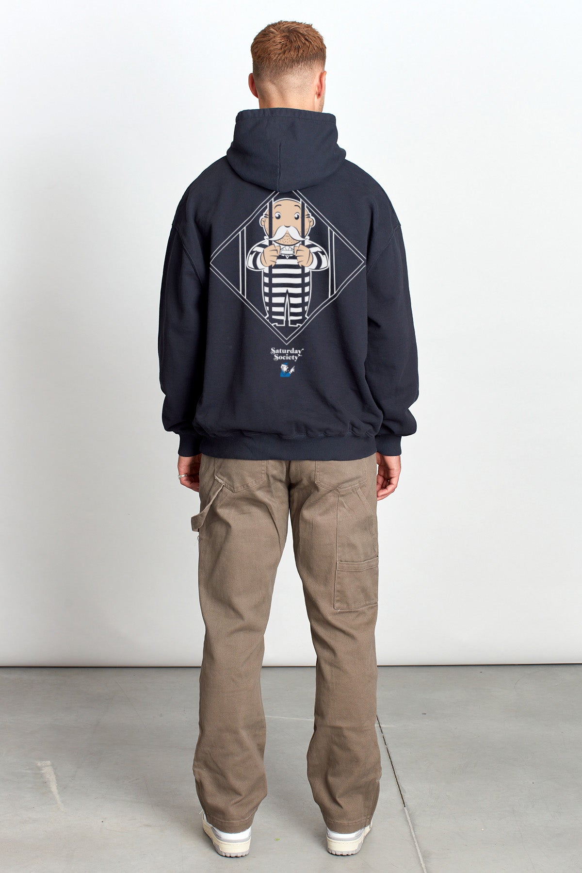 Monopoly Behind Bars Hoodie in Washed Black