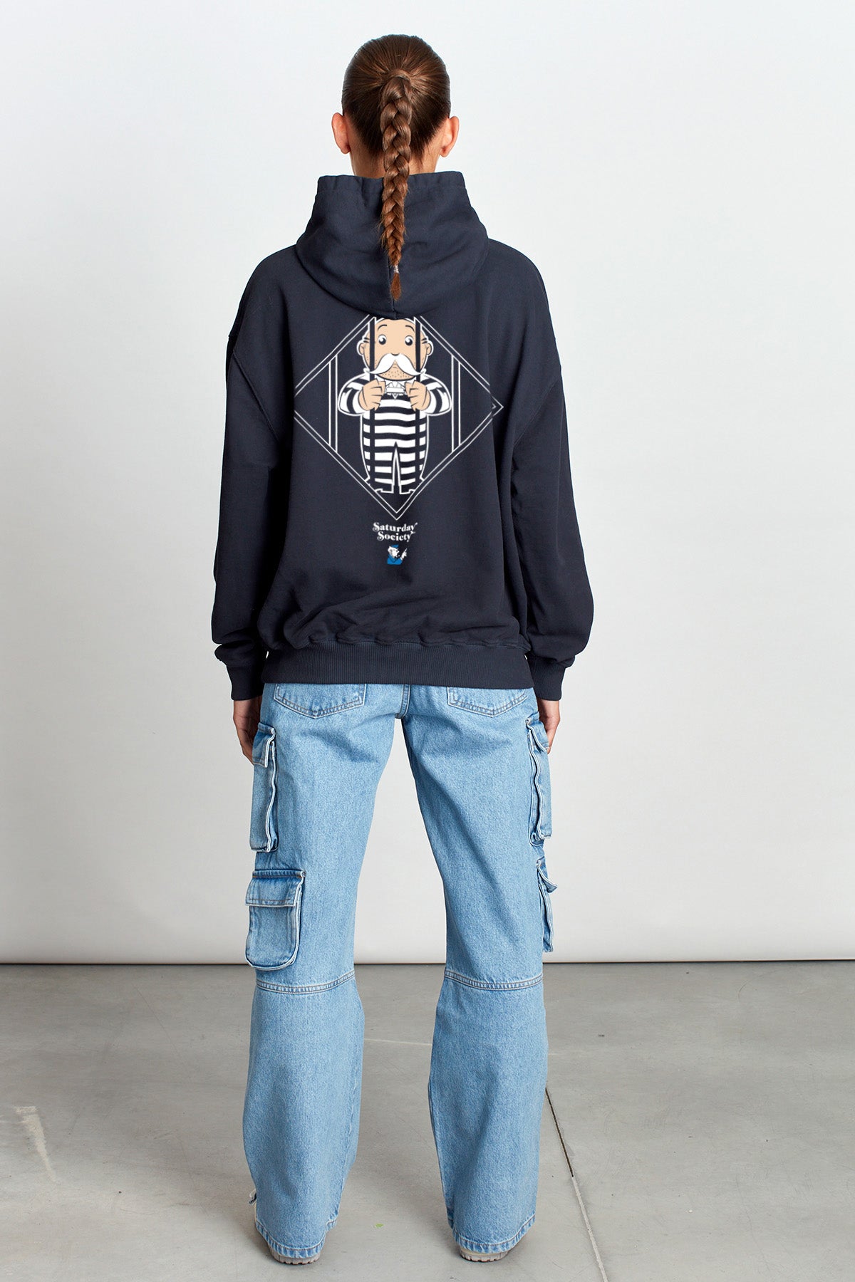 Monopoly Behind Bars Hoodie in Washed Black