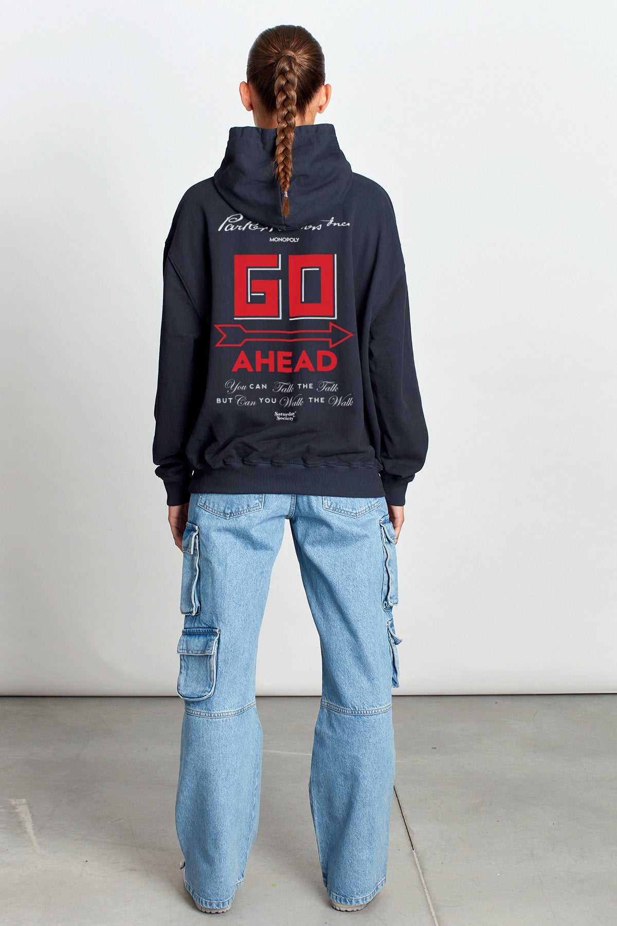 Monopoly Go Ahead Hoodie in Washed Black