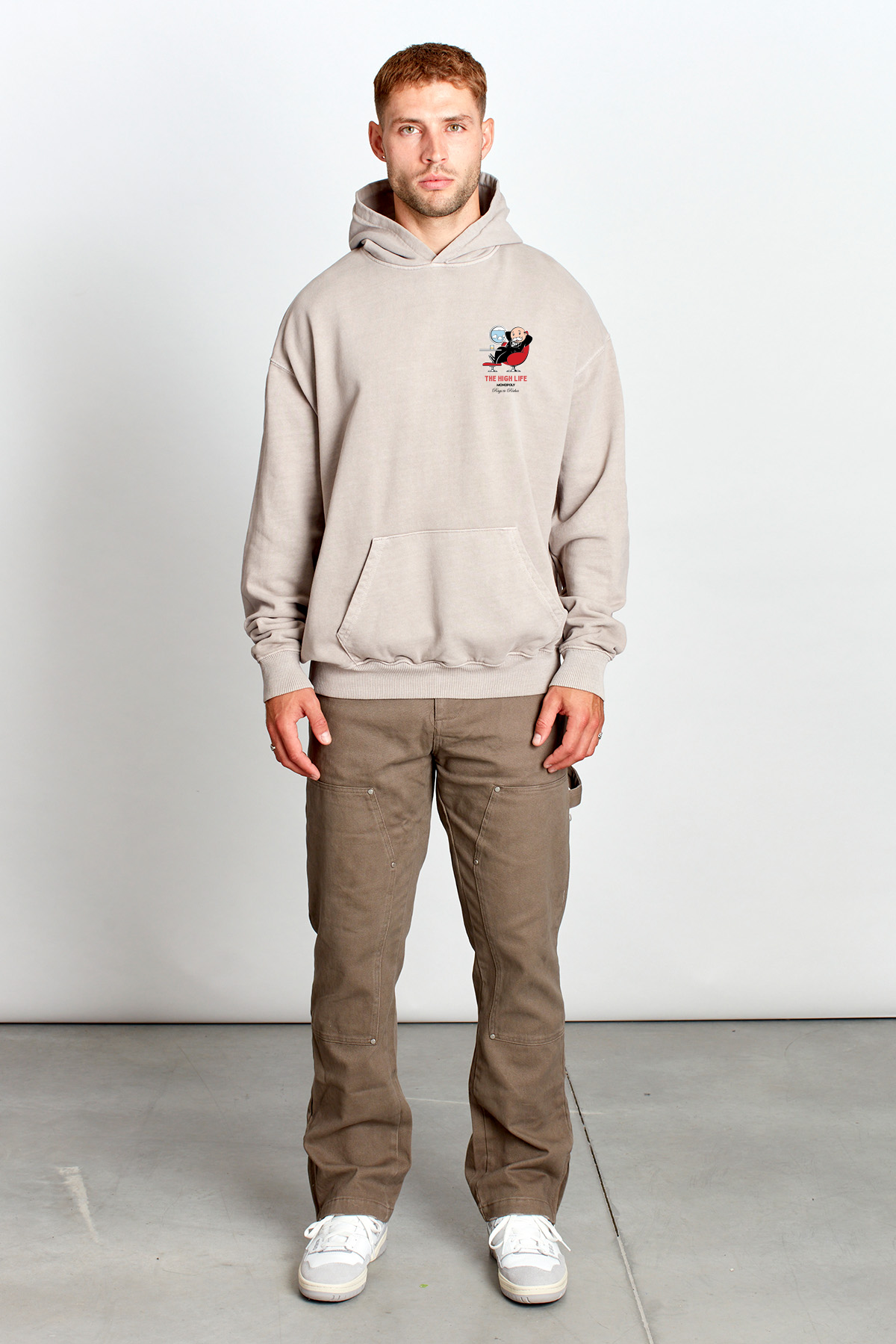 Monopoly The High Life Hoodie in Light Taupe