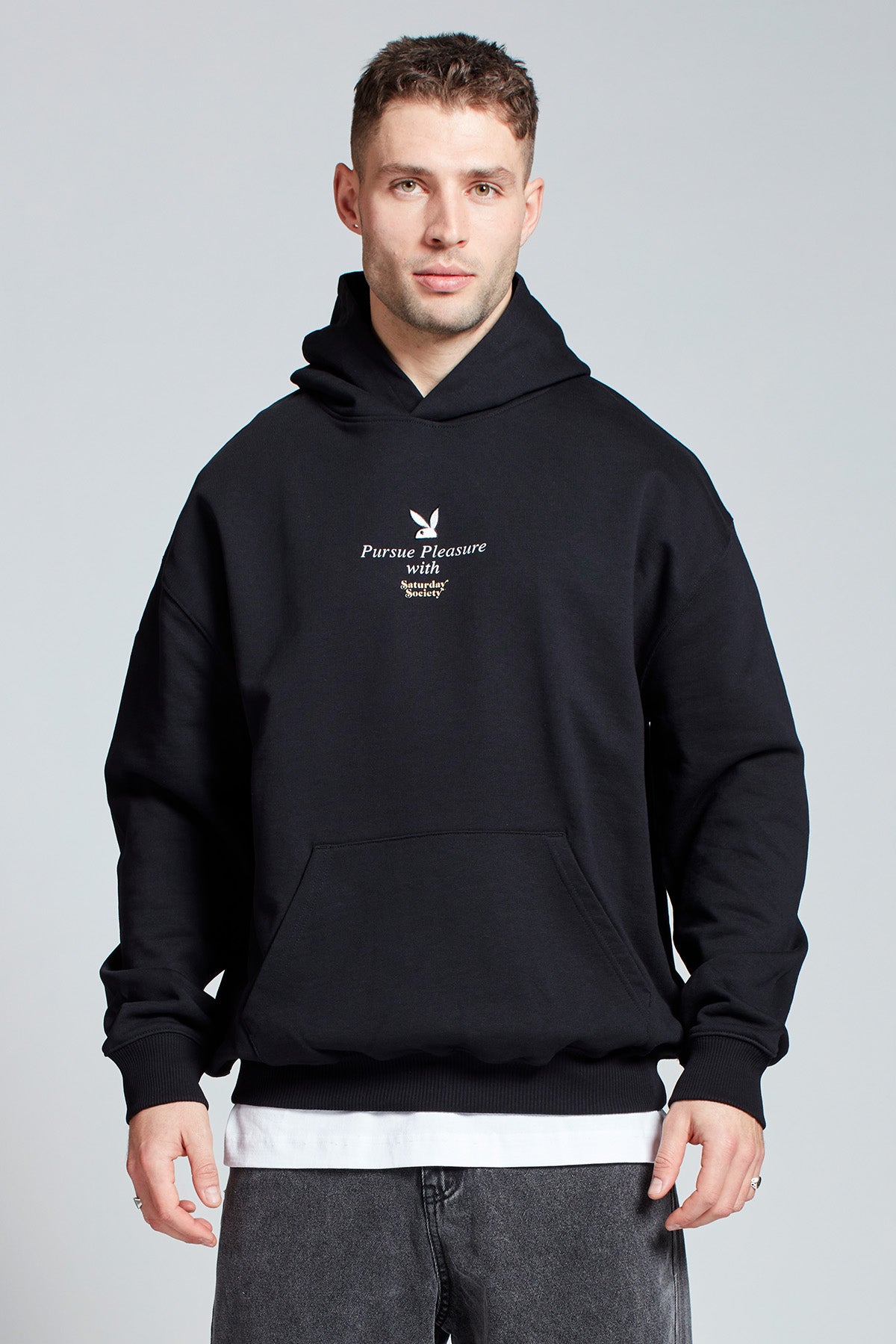 Playboy Pleasure Hoodie in Black Mens Saturday Society