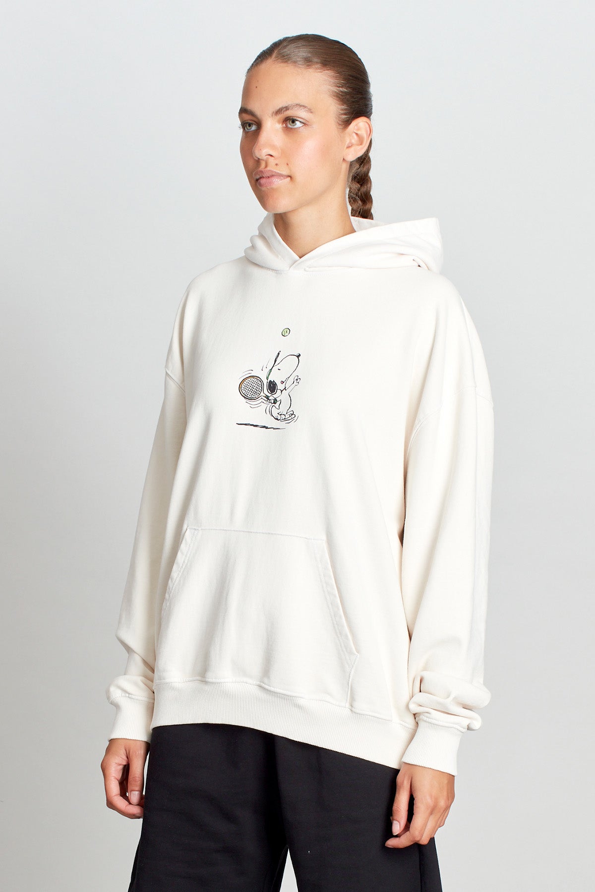 Snoopy Social Match Point Hoodie in Vintage White