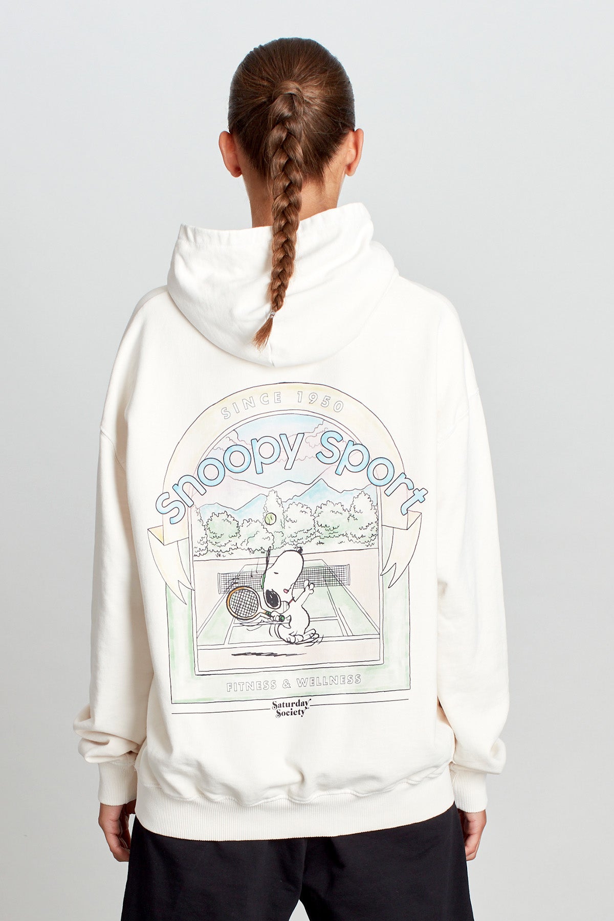 Snoopy Social Match Point Hoodie in Vintage White