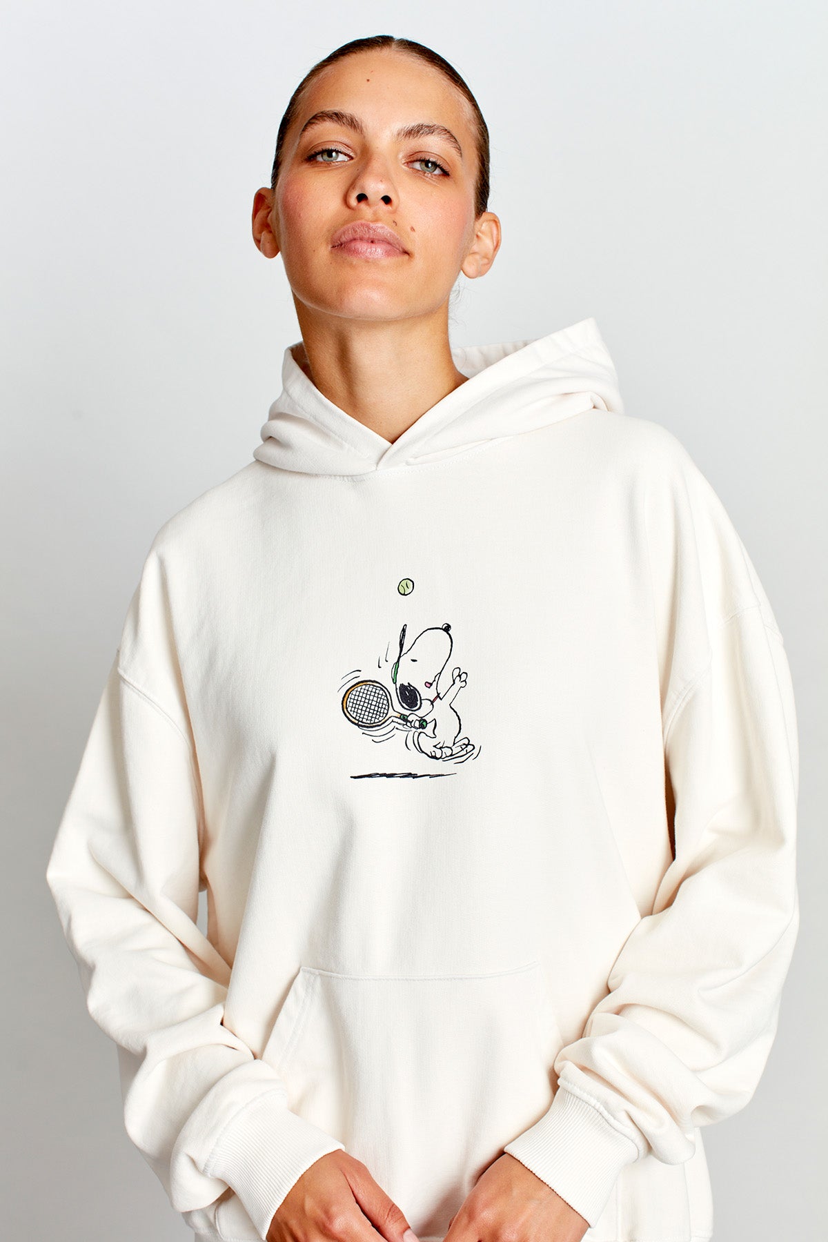 Snoopy Social Match Point Hoodie in Vintage White