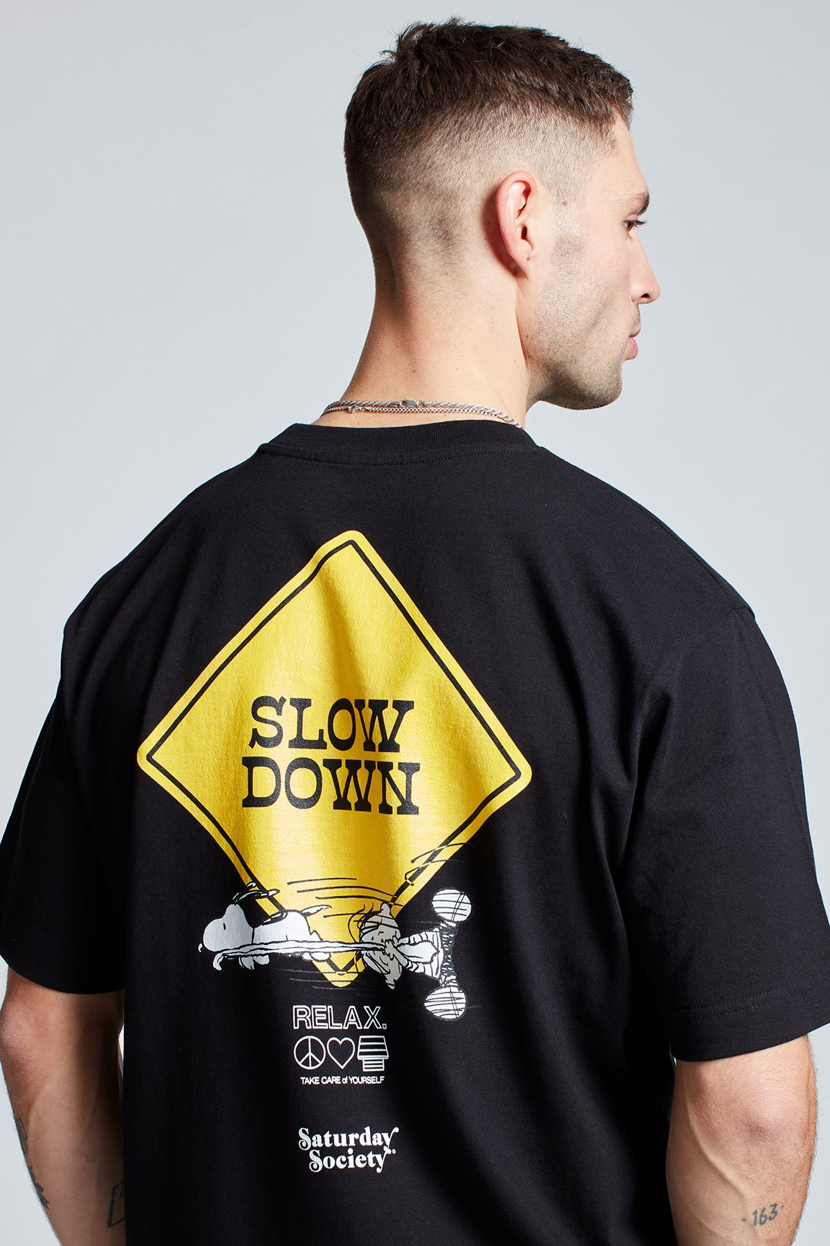 Snoopy Slow Down T-shirt in Black