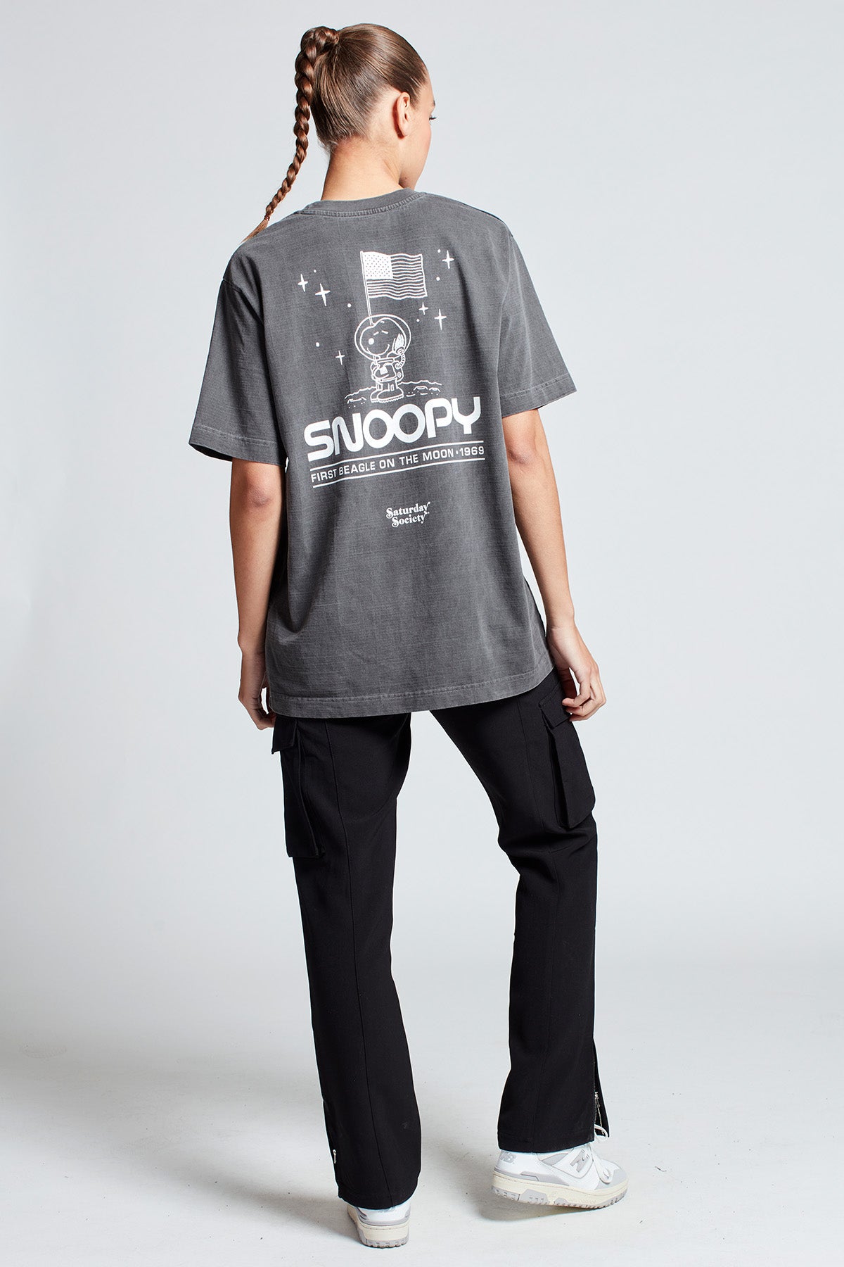 Snoopy Moon Landing T-shirt in Washed Grey